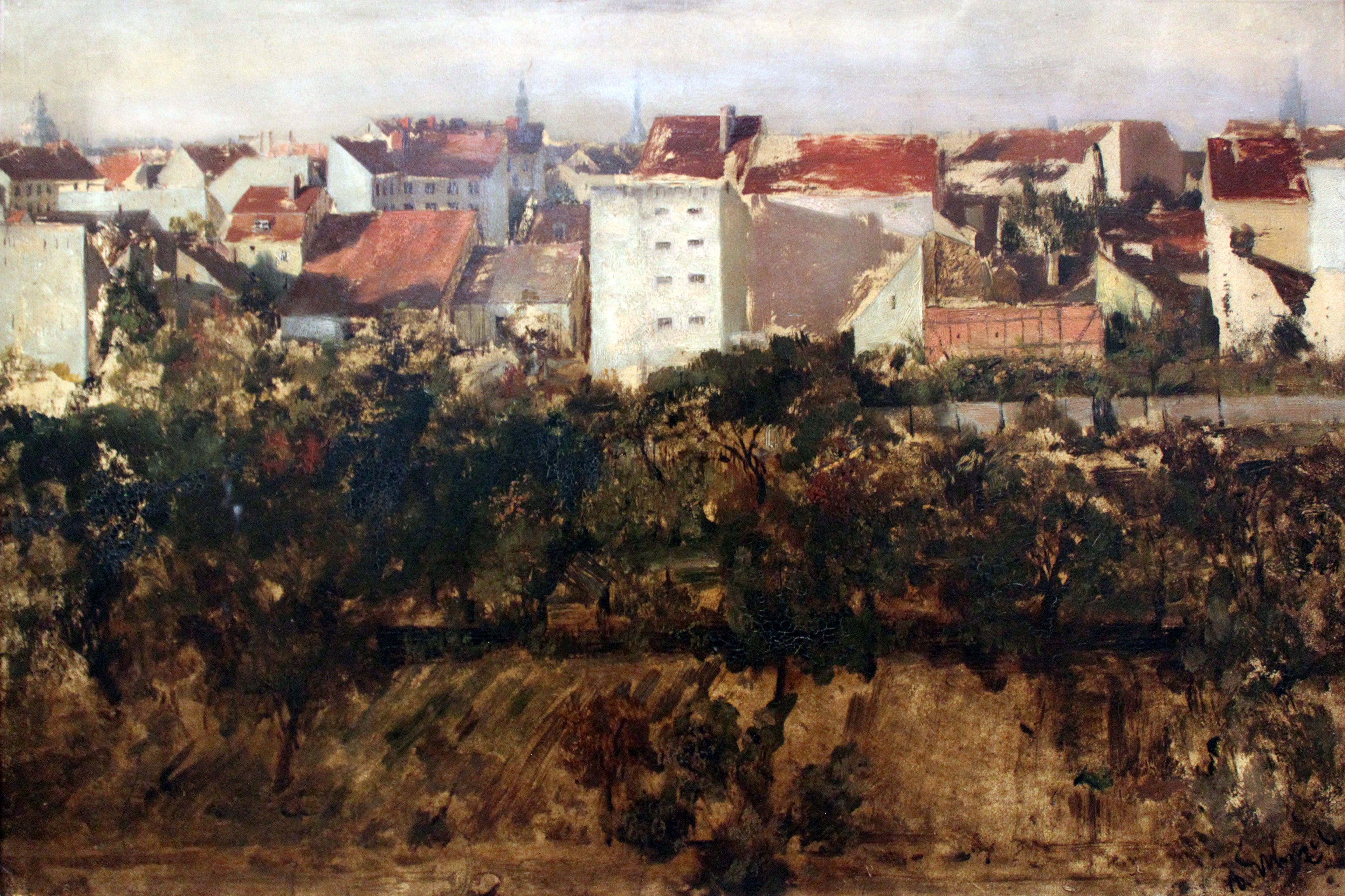 Vue des bâtiments arrière - Adolph von Menzel