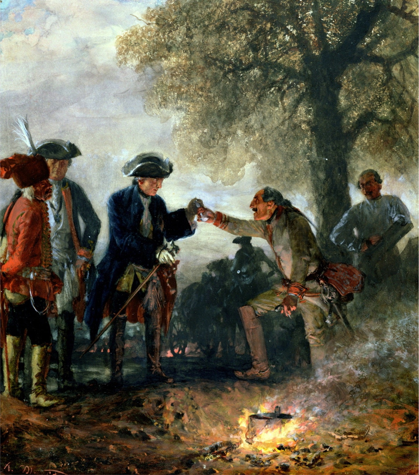 Frédéric le Grand avec Zieten au camp - Adolph von Menzel