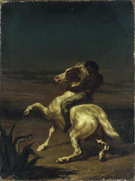 Reproduction du tableau « Nègre à cheval - Théodore Géricault » par Alpha Reproduction en peinture à l’huile