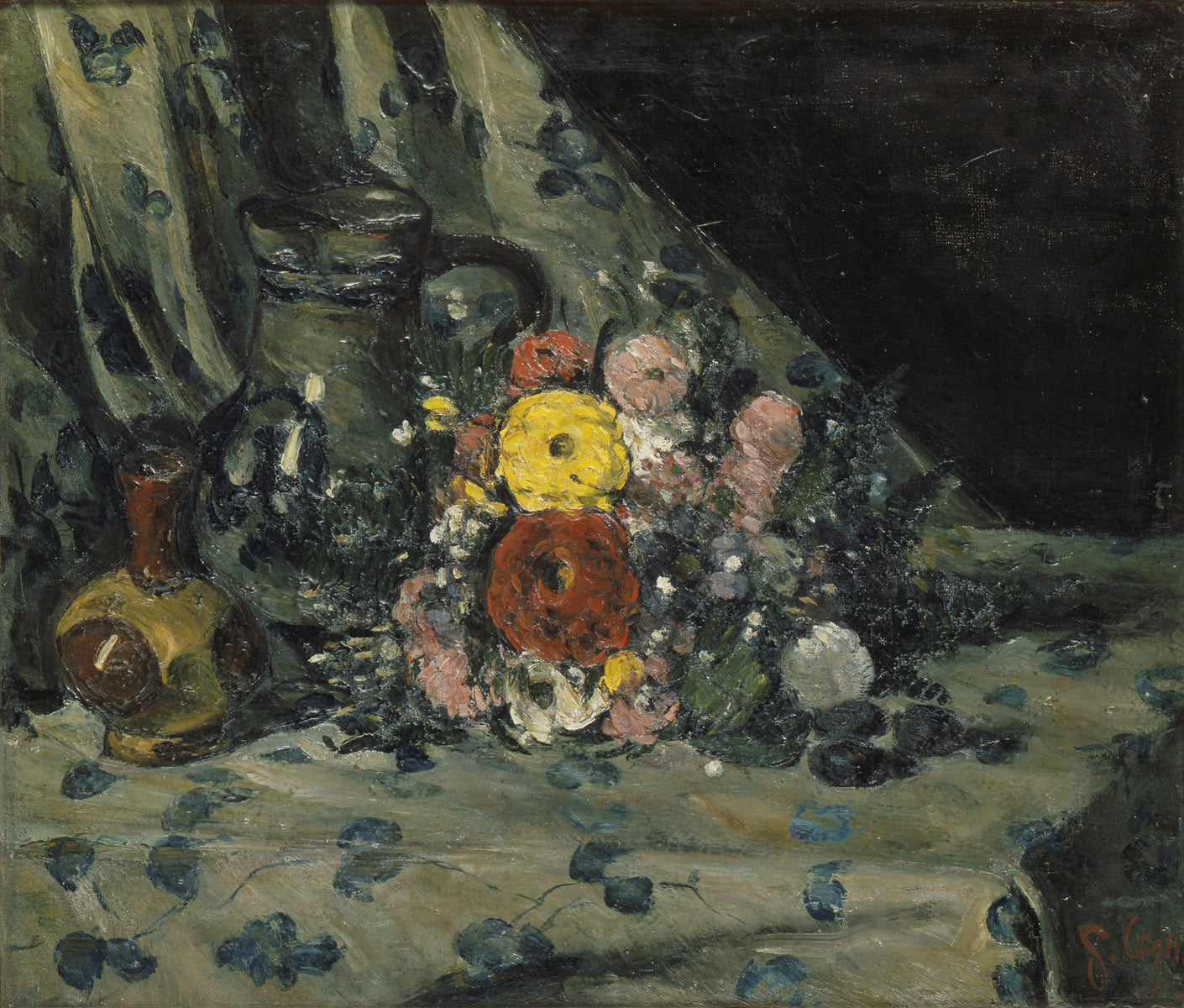 Reproduction du tableau « Bouquet au dahlia jaune - Paul Cézanne » par Alpha Reproduction en peinture à l’huile