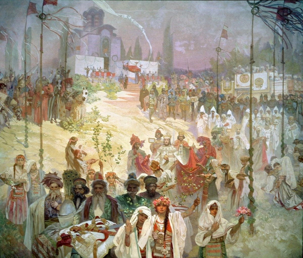 הכתרת הצאר הסרבי סטפן דושאן כאימפרטור ביזנטי - אלפונס מוחה