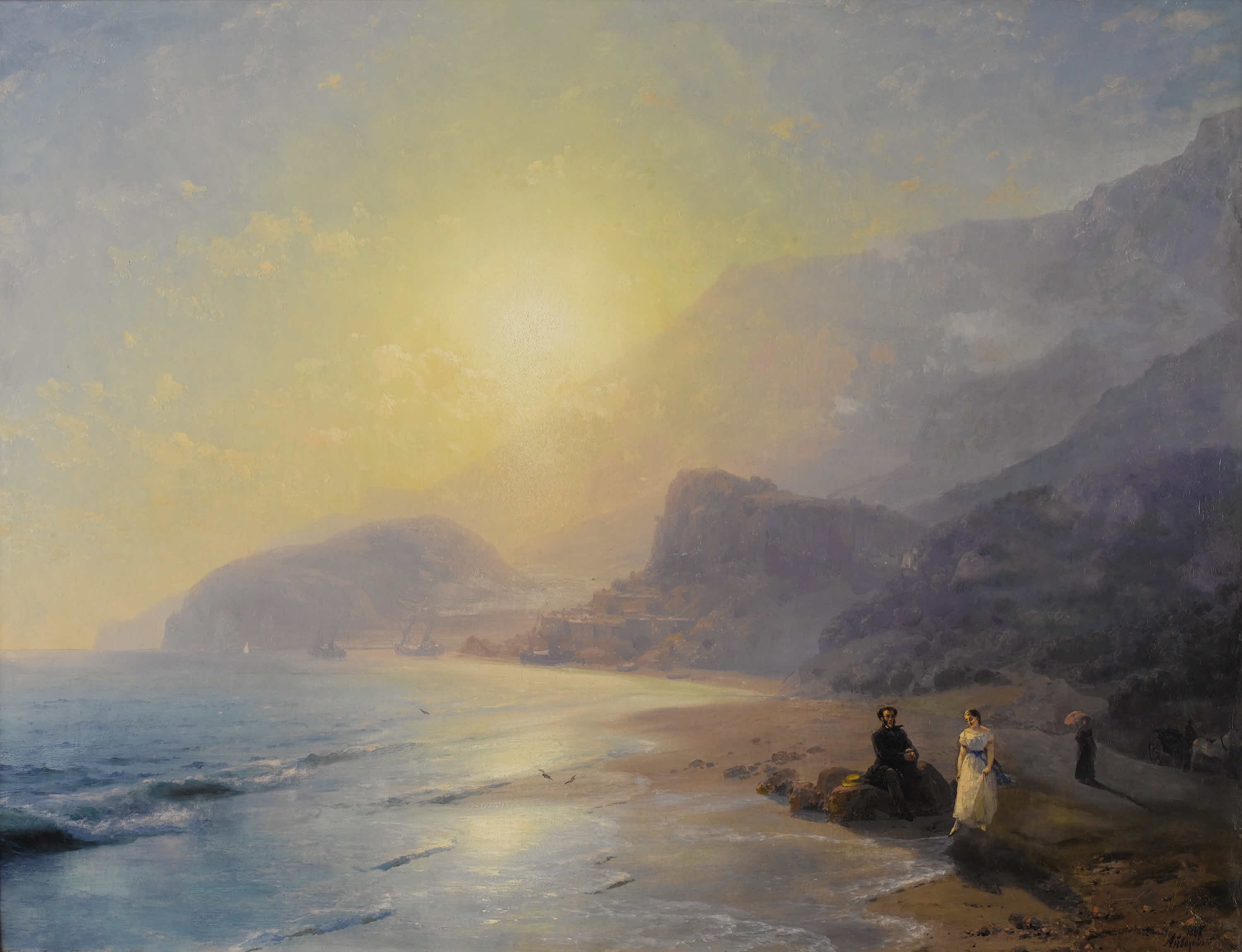A. S. Pouchkine et la comtesse M. N. Raevskaya au bord de la mer près de Gurzuf - Ivan Aïvazovski