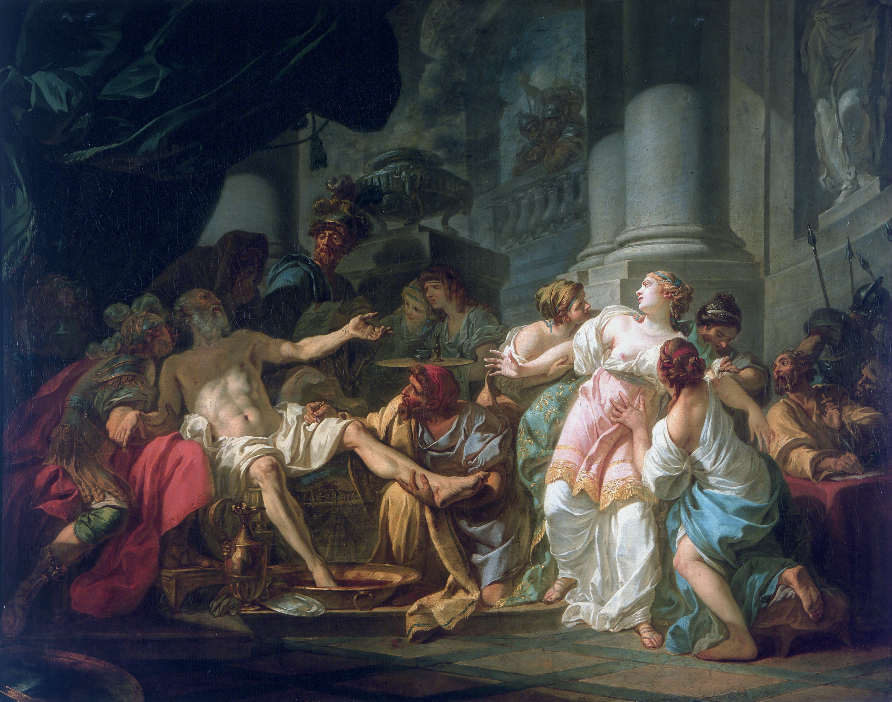 Reproduction du tableau « La Mort de Sénèque - Jacques-Louis David » par Alpha Reproduction en peinture à l’huile