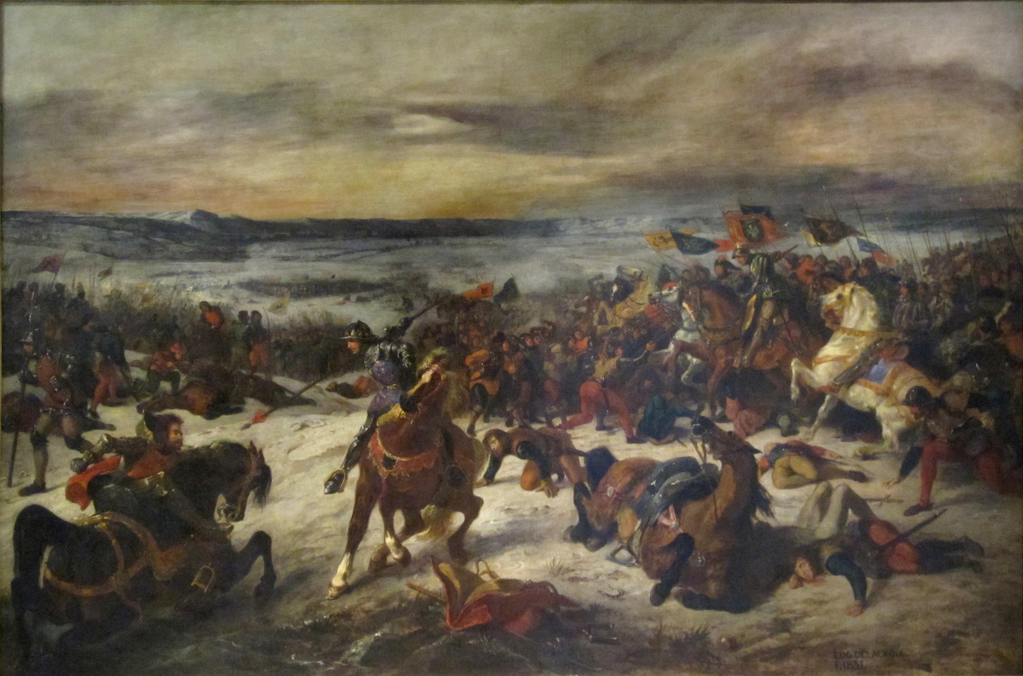 Reproduction du tableau « La Bataille de Nancy - Eugène Delacroix » par Alpha Reproduction en peinture à l’huile