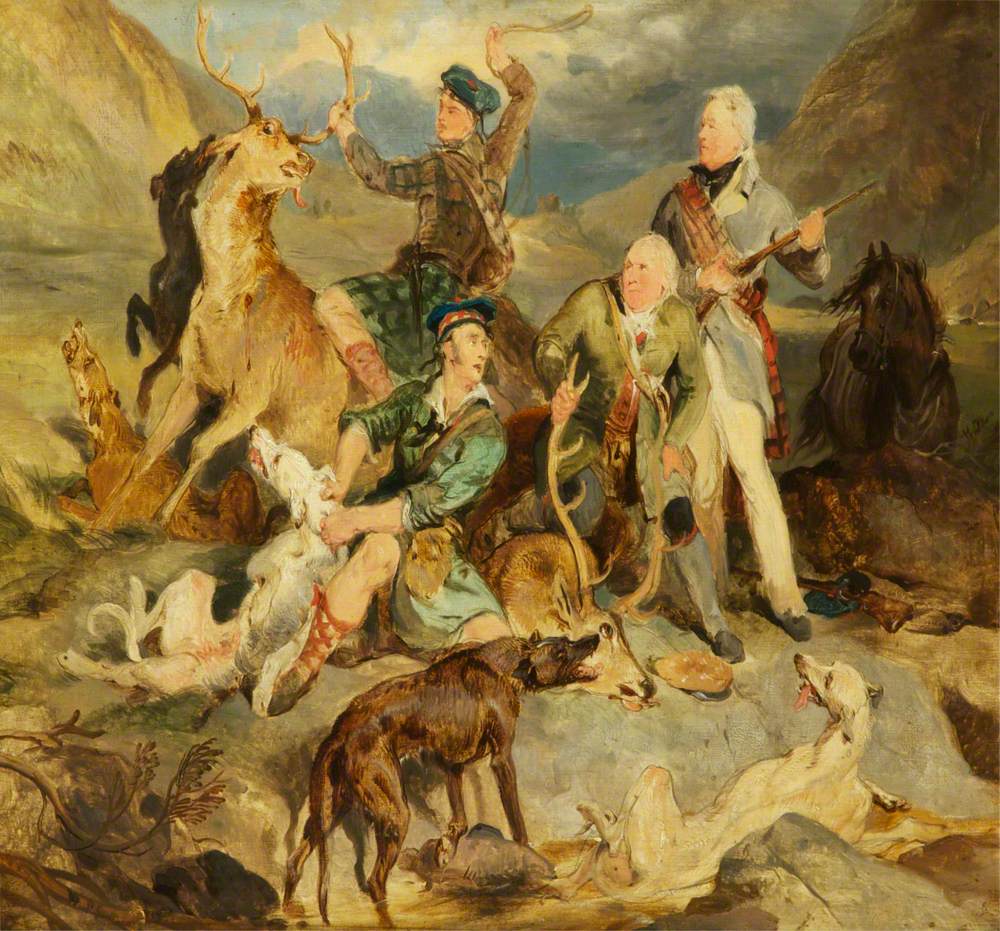 À la conquête du cerf : Le duc d'Atholl avec les forestiers - Edwin Henry Landseer