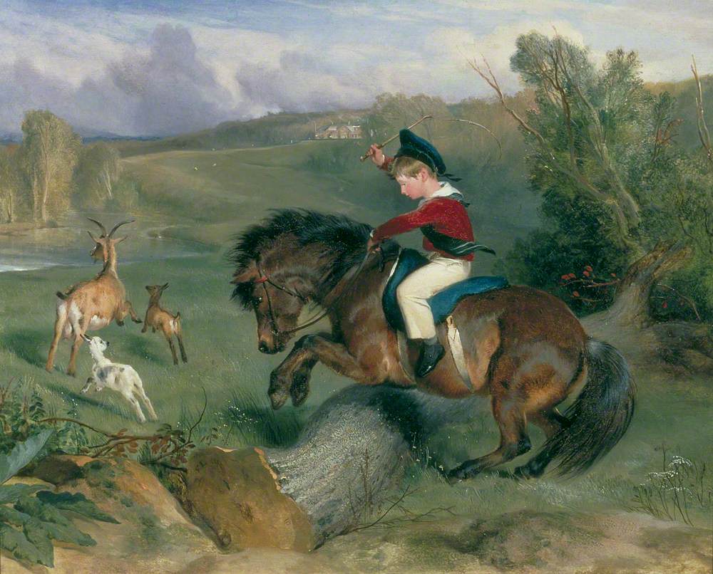 Le premier saut, Lord Alexander Russell sur son poney « Emerald » - Edwin Henry Landseer