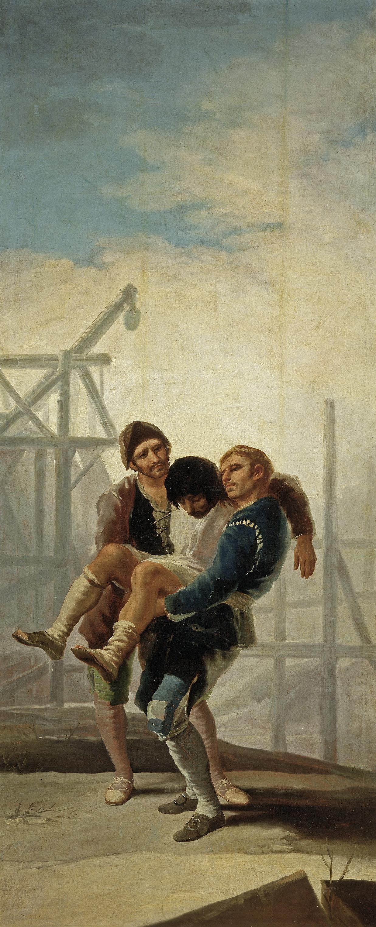 Reproduction du tableau « Le Maçon blessé - Francisco de Goya » par Alpha Reproduction en peinture à l’huile