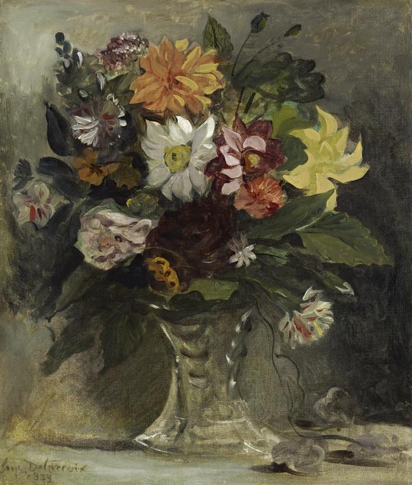 Reproduction du tableau « Bouquet de fleurs - Eugène Delacroix » par Alpha Reproduction en peinture à l’huile