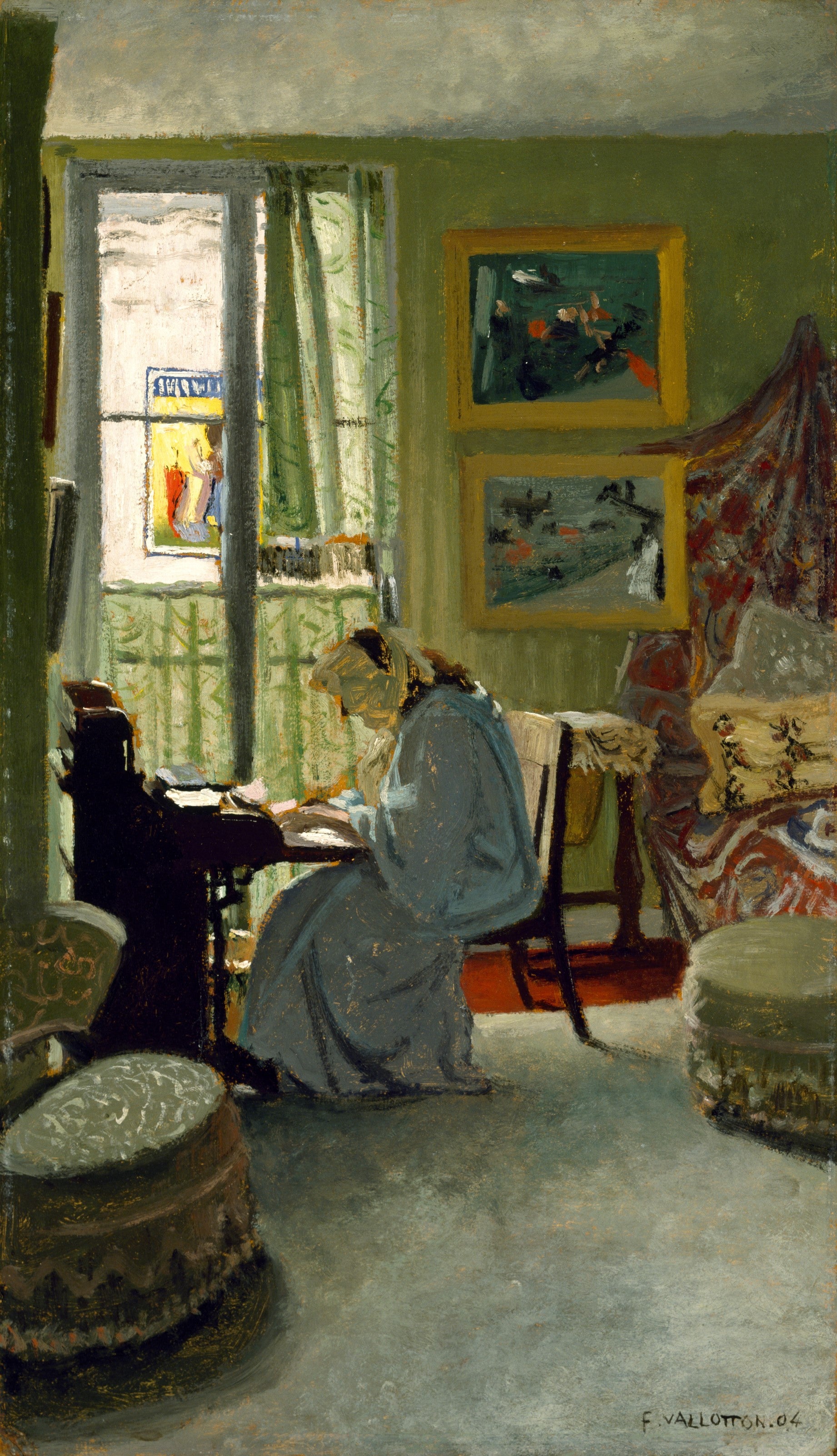 Femme écrivant dans un intérieur - Félix Vallotton