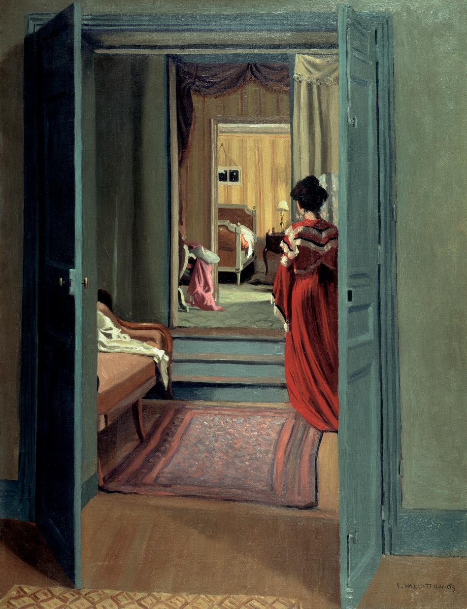 Intérieur avec femme en rouge de dos - Félix Vallotton