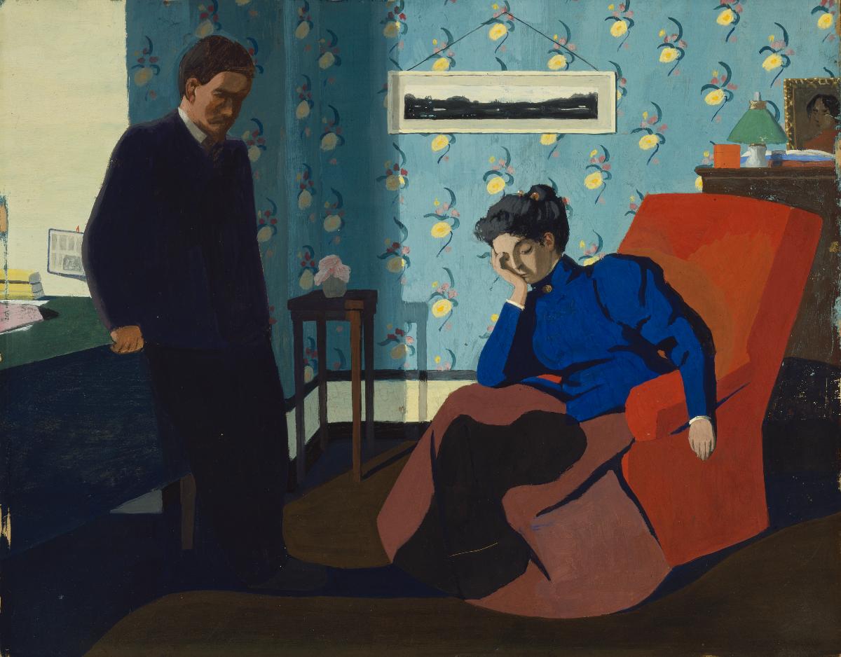 Intérieur, fauteuil rouge et figures - Félix Vallotton