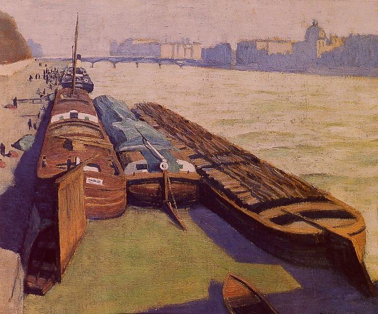 Les chalands, bord de Seine - Félix Vallotton
