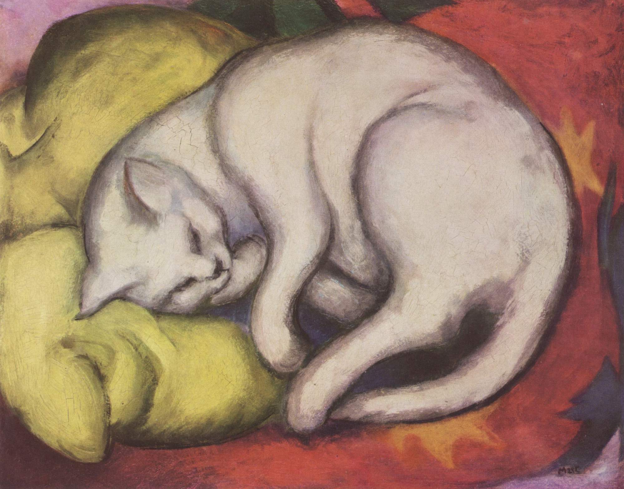 Reproduction du tableau « Le chat blanc - Franz Marc » par Alpha Reproduction en peinture à l’huile