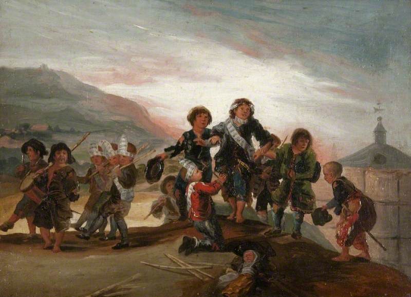 Reproduction du tableau « Garçons jouant aux soldats - Francisco de Goya » par Alpha Reproduction en peinture à l’huile