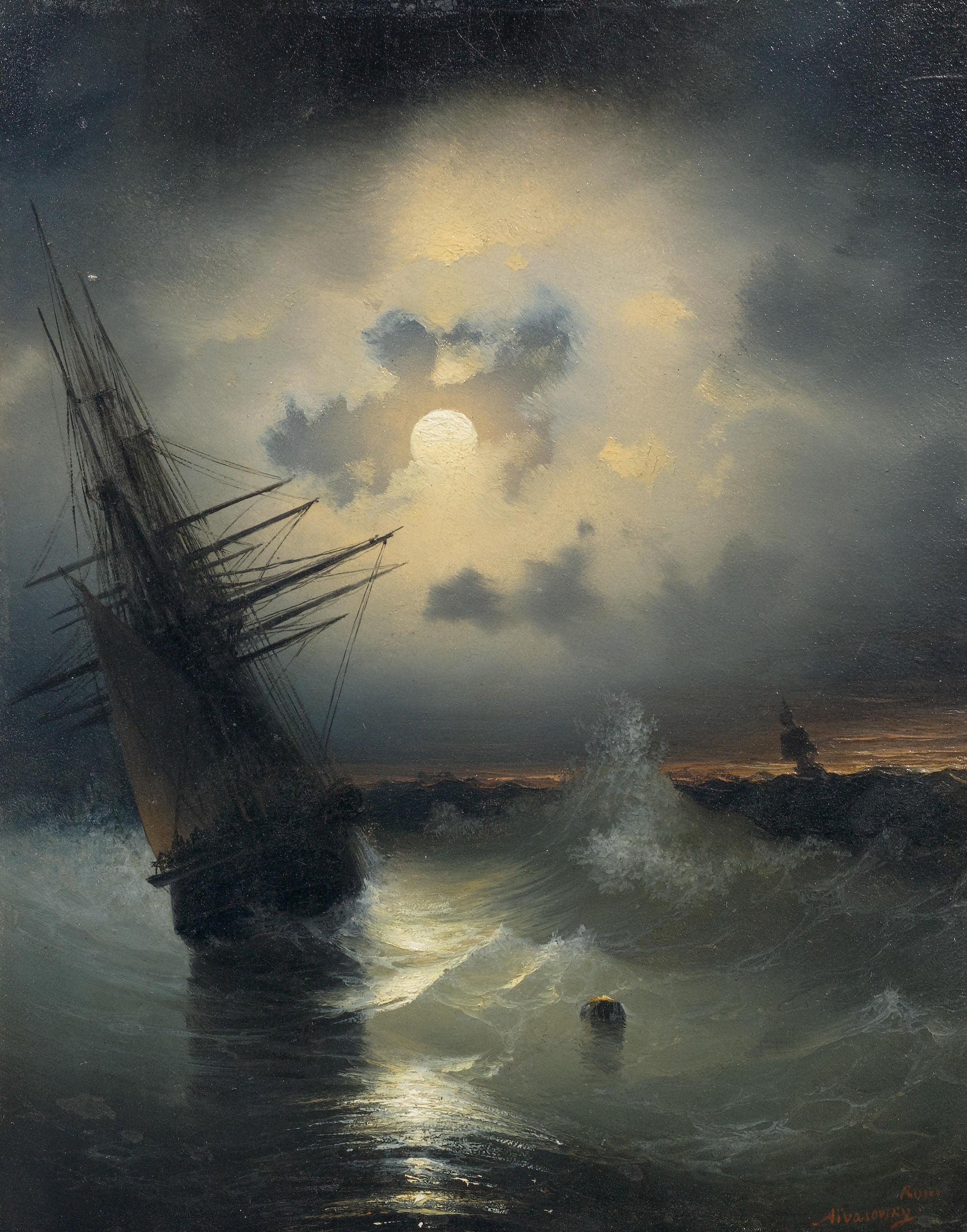 Navire à voile sur la mer au clair de lune. - Ivan Aïvazovski