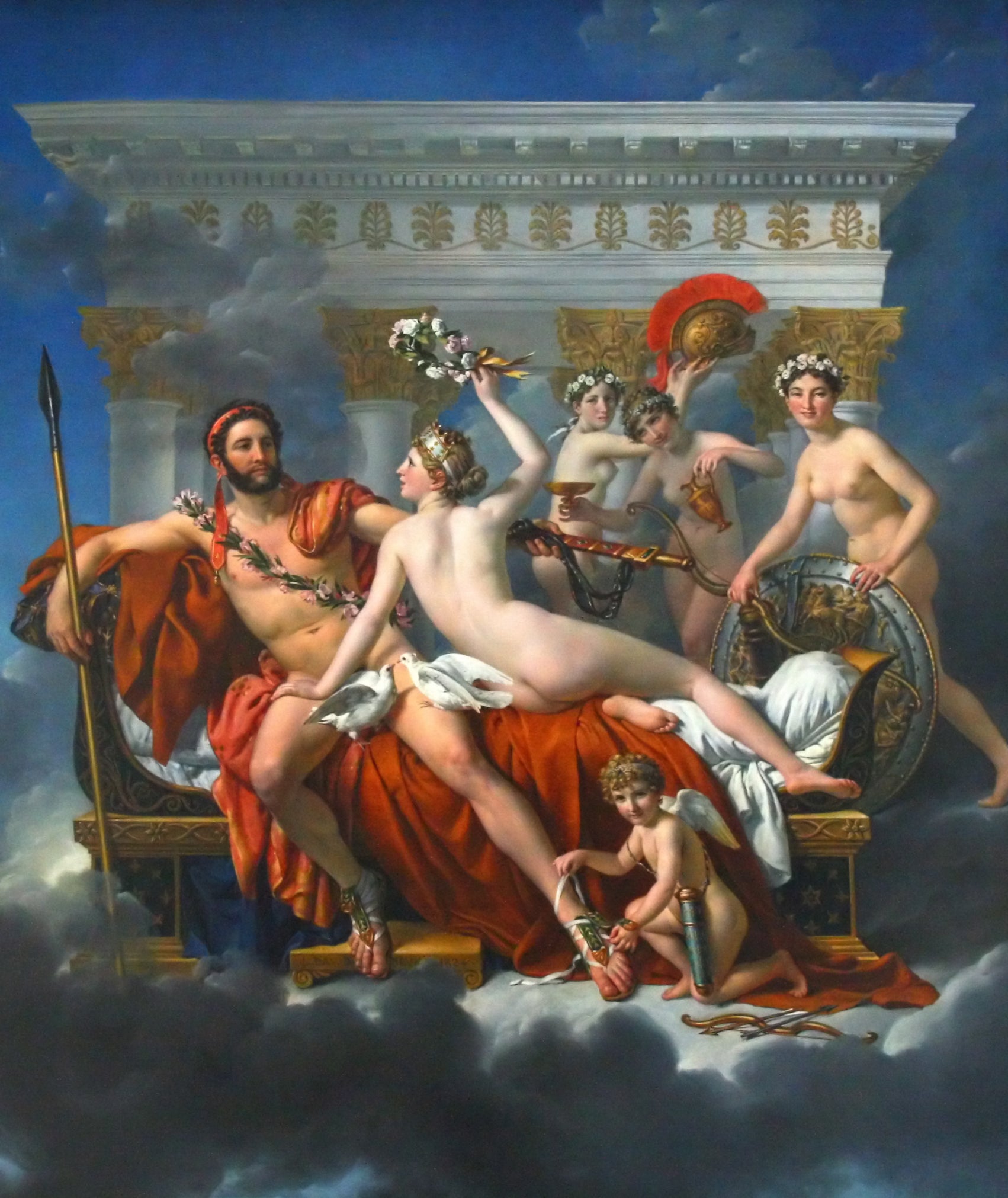 Reproduction du tableau « Mars désarmé par Vénus - Jacques-Louis David » par Alpha Reproduction en peinture à l’huile