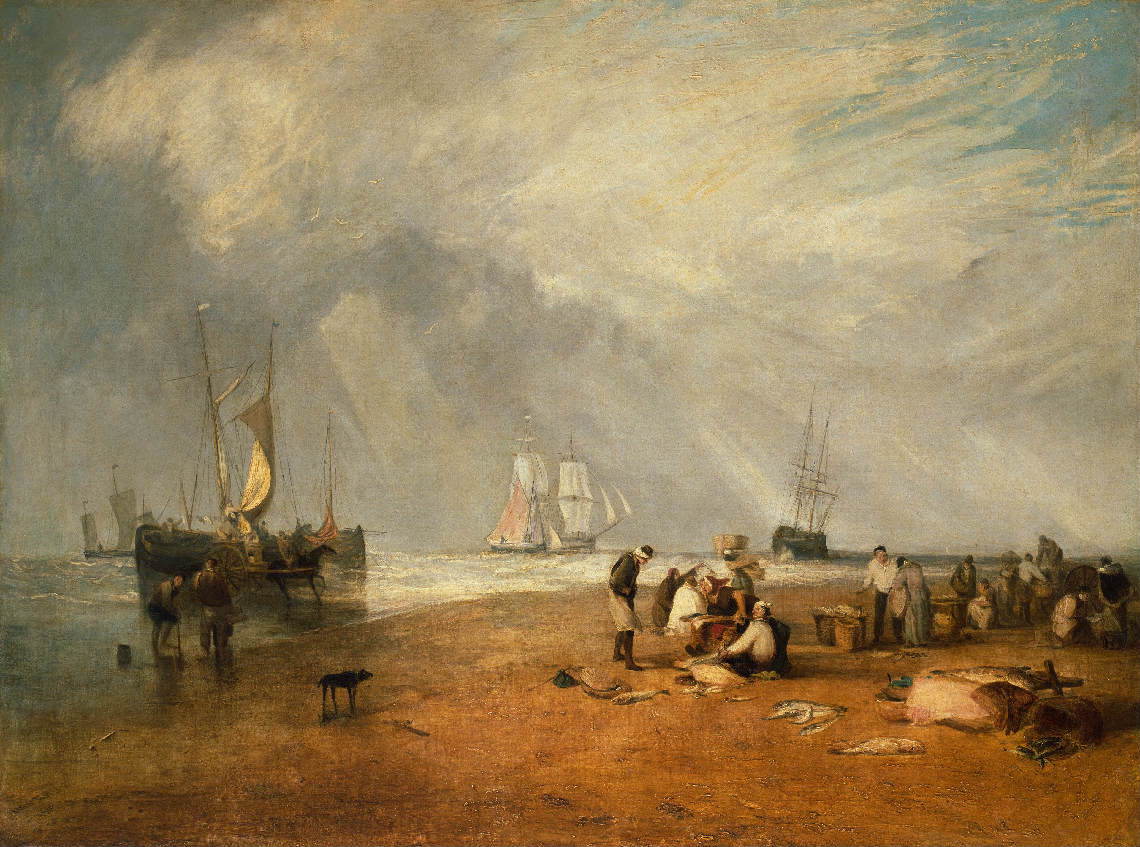 Reproduction du tableau « The Fish Market at Hastings Beach - J. M. W. Turner » par Alpha Reproduction en peinture à l’huile