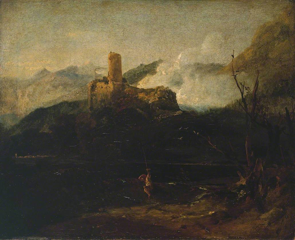 Reproduction du tableau « Mountain Scene with Castle, Probably Martigny - J. M. W. Turner » par Alpha Reproduction en peinture à l’huile