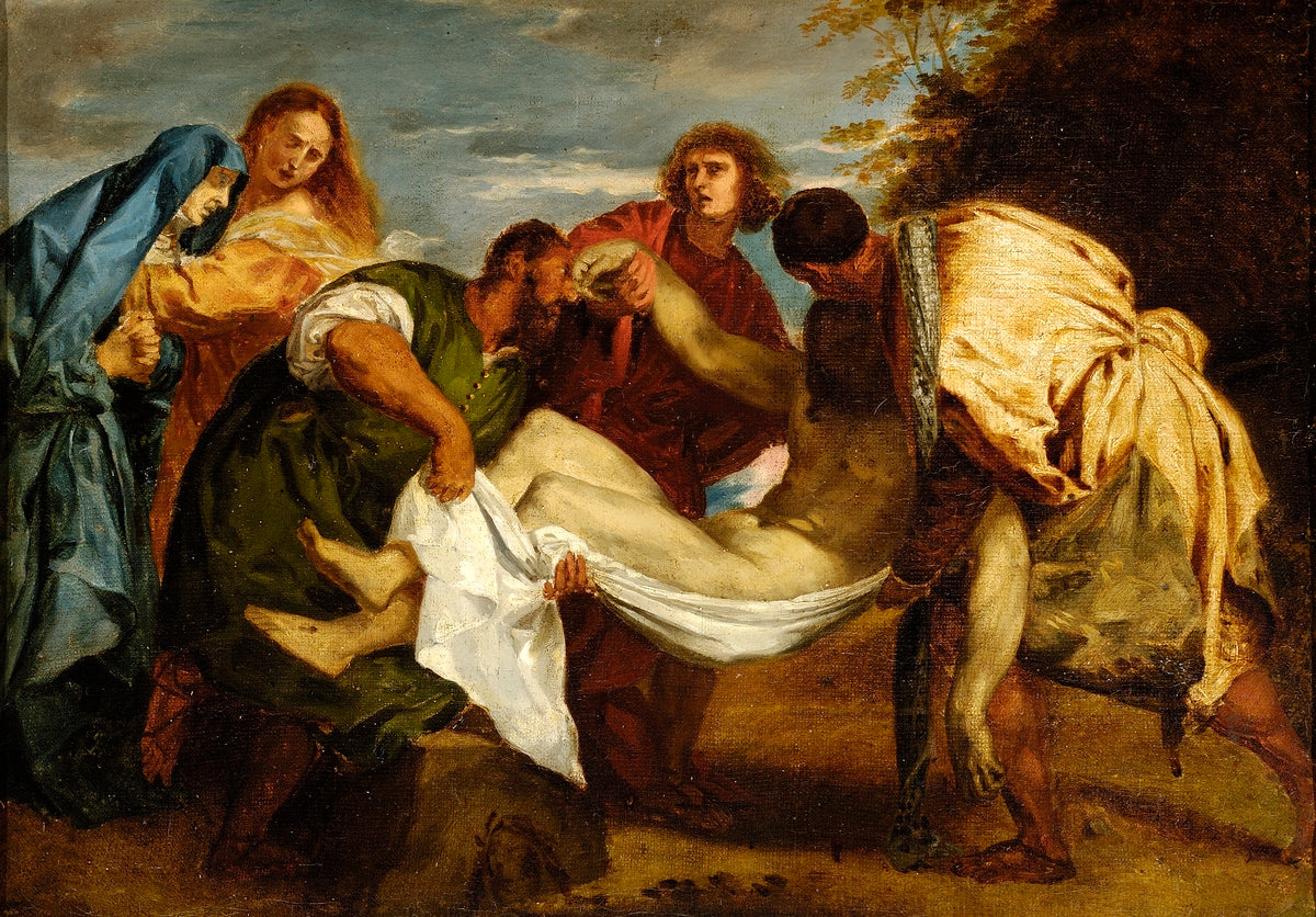 Reproduction du tableau « La Mise au tombeau d'après Titien - Eugène Delacroix » par Alpha Reproduction en peinture à l’huile