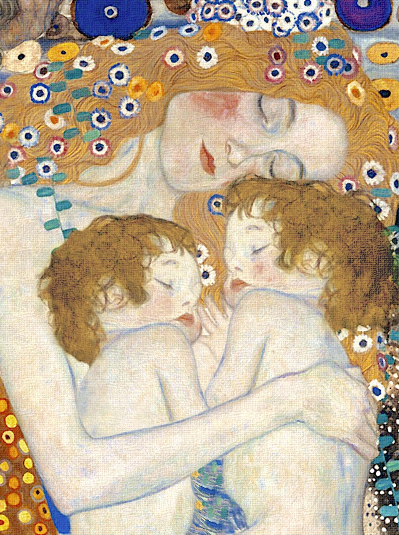 Reproduction du tableau « 👩👧👦 Mère et enfants light (Détail de Les Trois Âges de la Femme) – Gustav Klimt (1905) » par Alpha Reproduction en peinture à l’huile