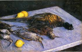Reproduction du tableau « Gibier à plumes et citrons - Gustave Caillebotte » par Alpha Reproduction en peinture à l’huile