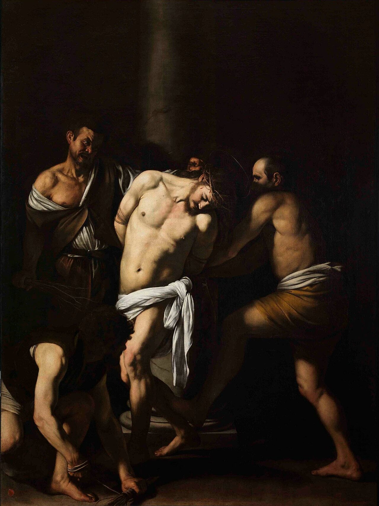 Reproduction du tableau « La Flagellation du Christ - Le Caravage » par Alpha Reproduction en peinture à l’huile