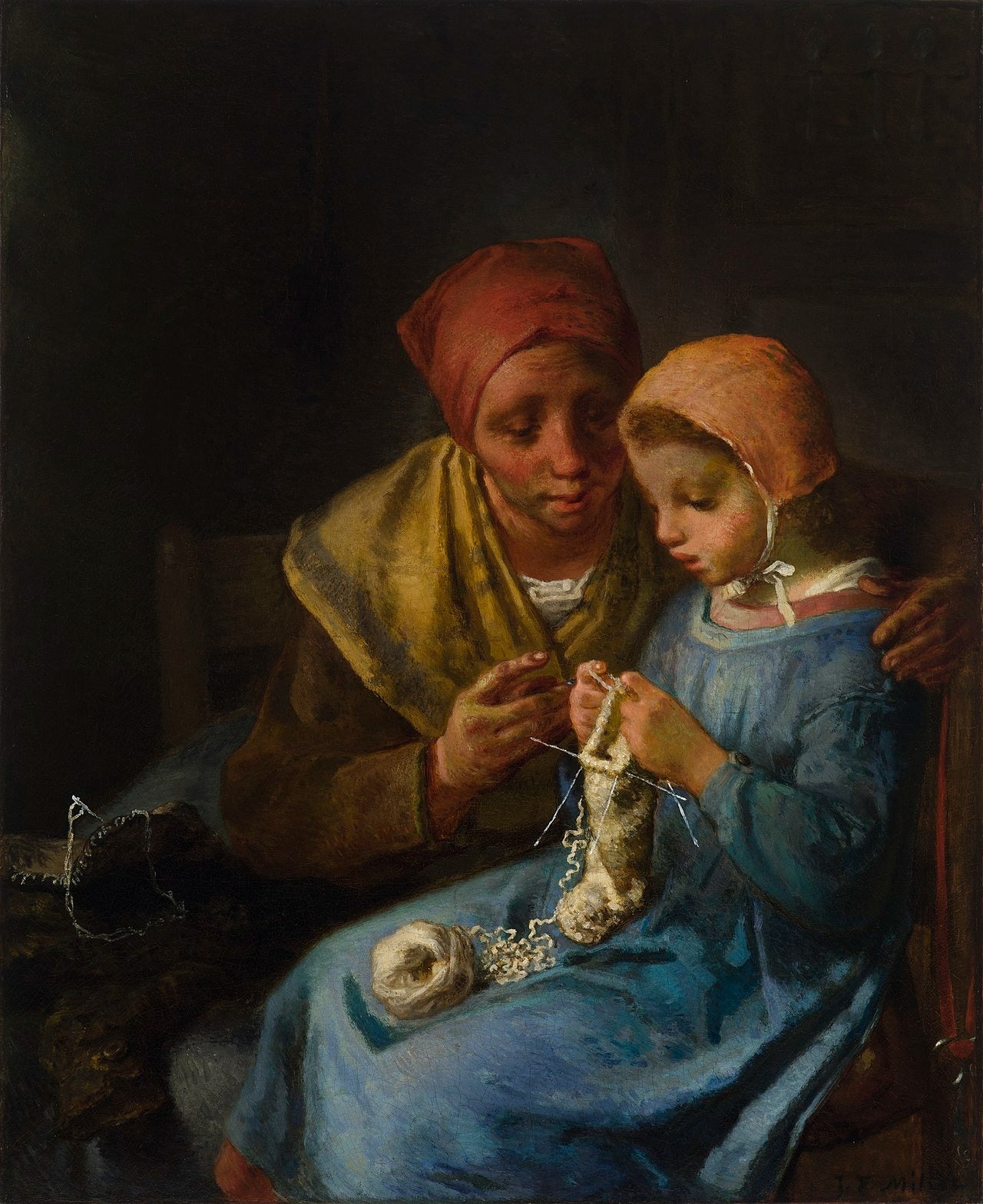La leçon de tricot - Jean-François Millet
