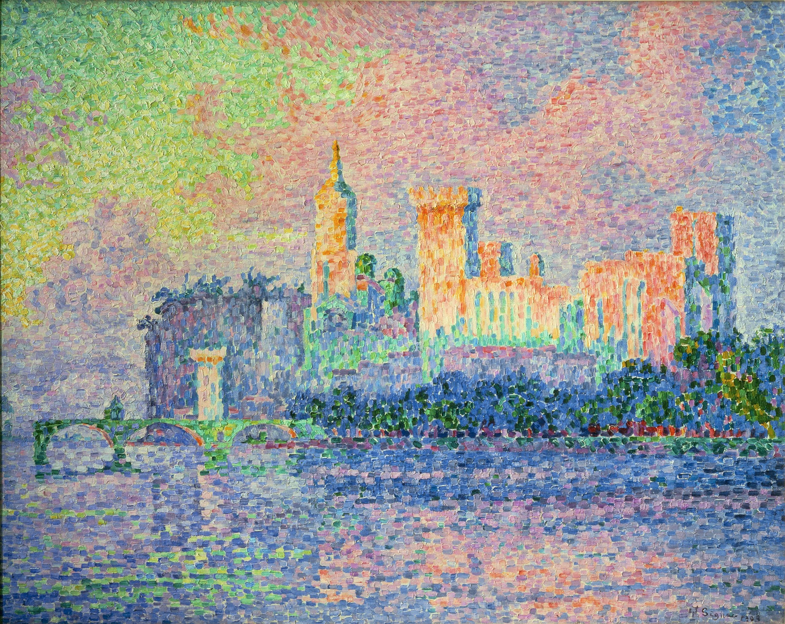 Reproduction du tableau « Le Château des Papes à Avignon - Paul Signac » par Alpha Reproduction en peinture à l’huile