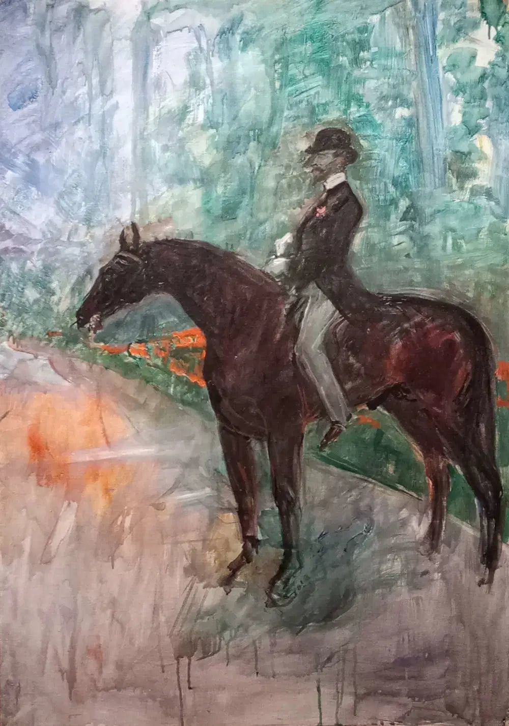 Reproduction du tableau « Le comte de Toulouse-Lautrec à cheval - Henri de Toulouse-Lautrec » par Alpha Reproduction en peinture à l’huile