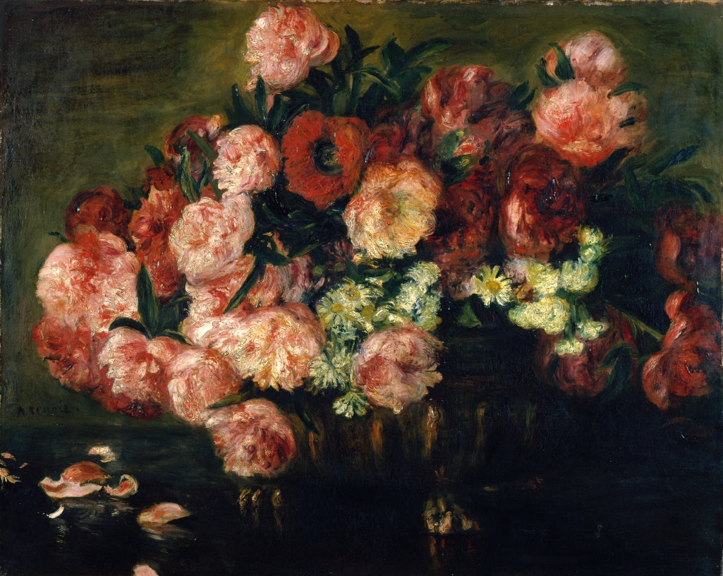 Reproduction du tableau « Pivoines dans un vase - Pierre-Auguste Renoir » par Alpha Reproduction en peinture à l’huile