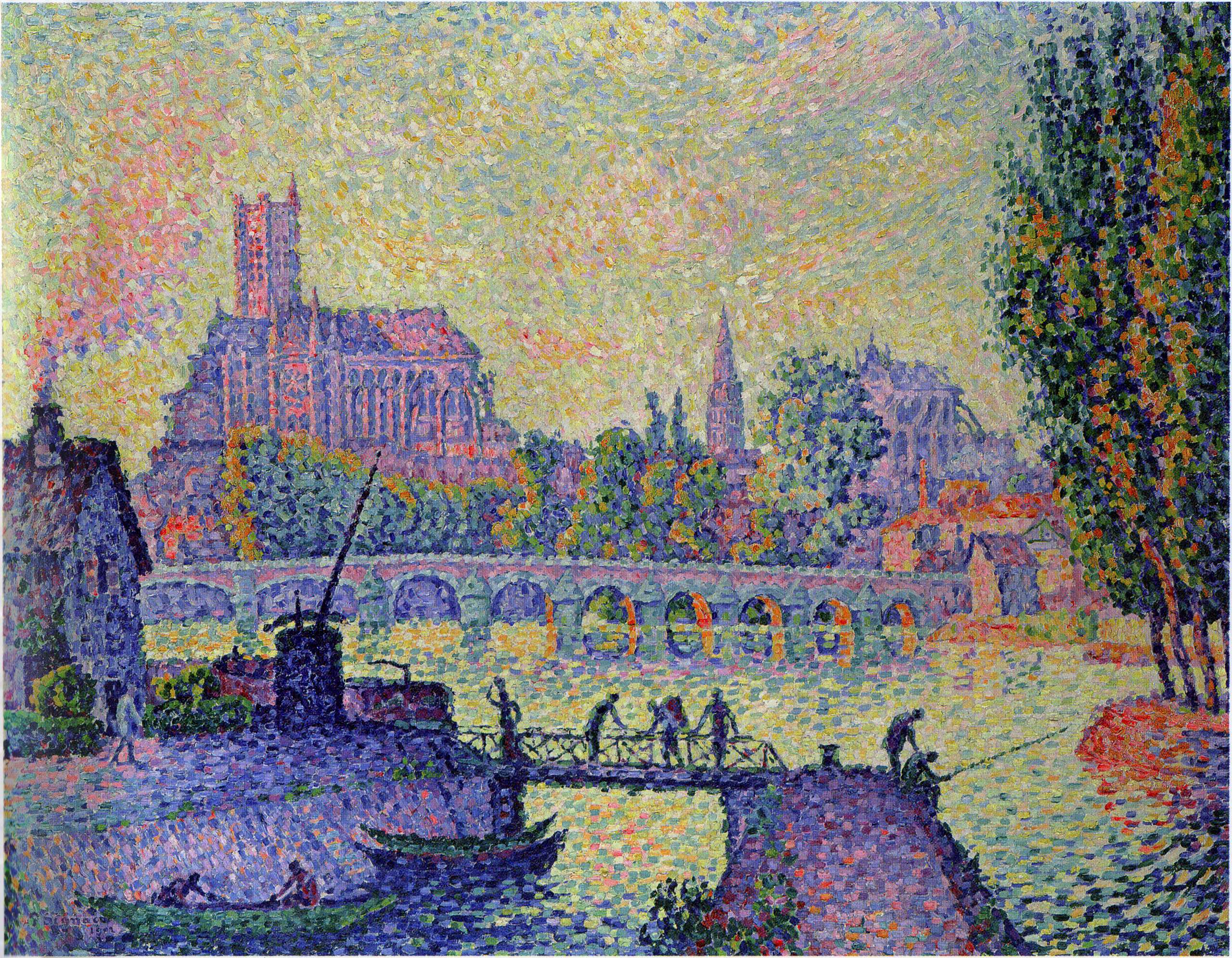 Reproduction du tableau « Pont d'Auxerre - Paul Signac » par Alpha Reproduction en peinture à l’huile