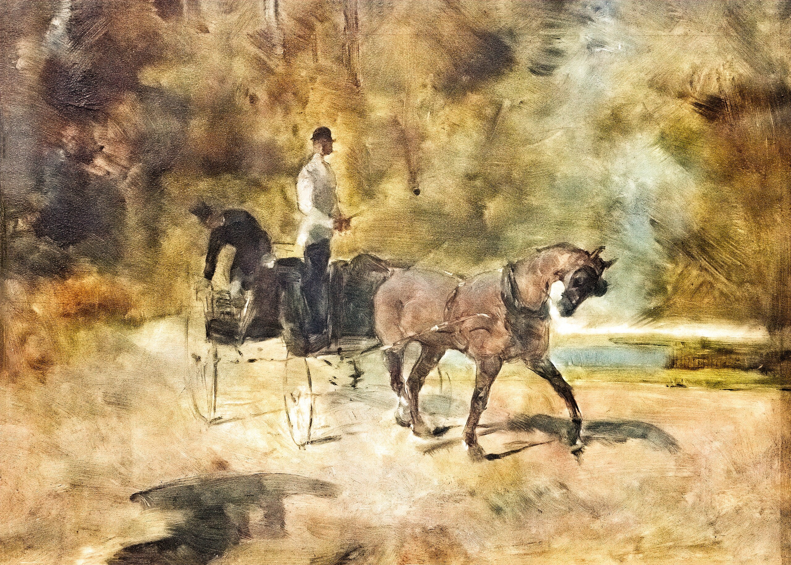 Reproduction du tableau « Un dog-cart - Henri de Toulouse-Lautrec » par Alpha Reproduction en peinture à l’huile