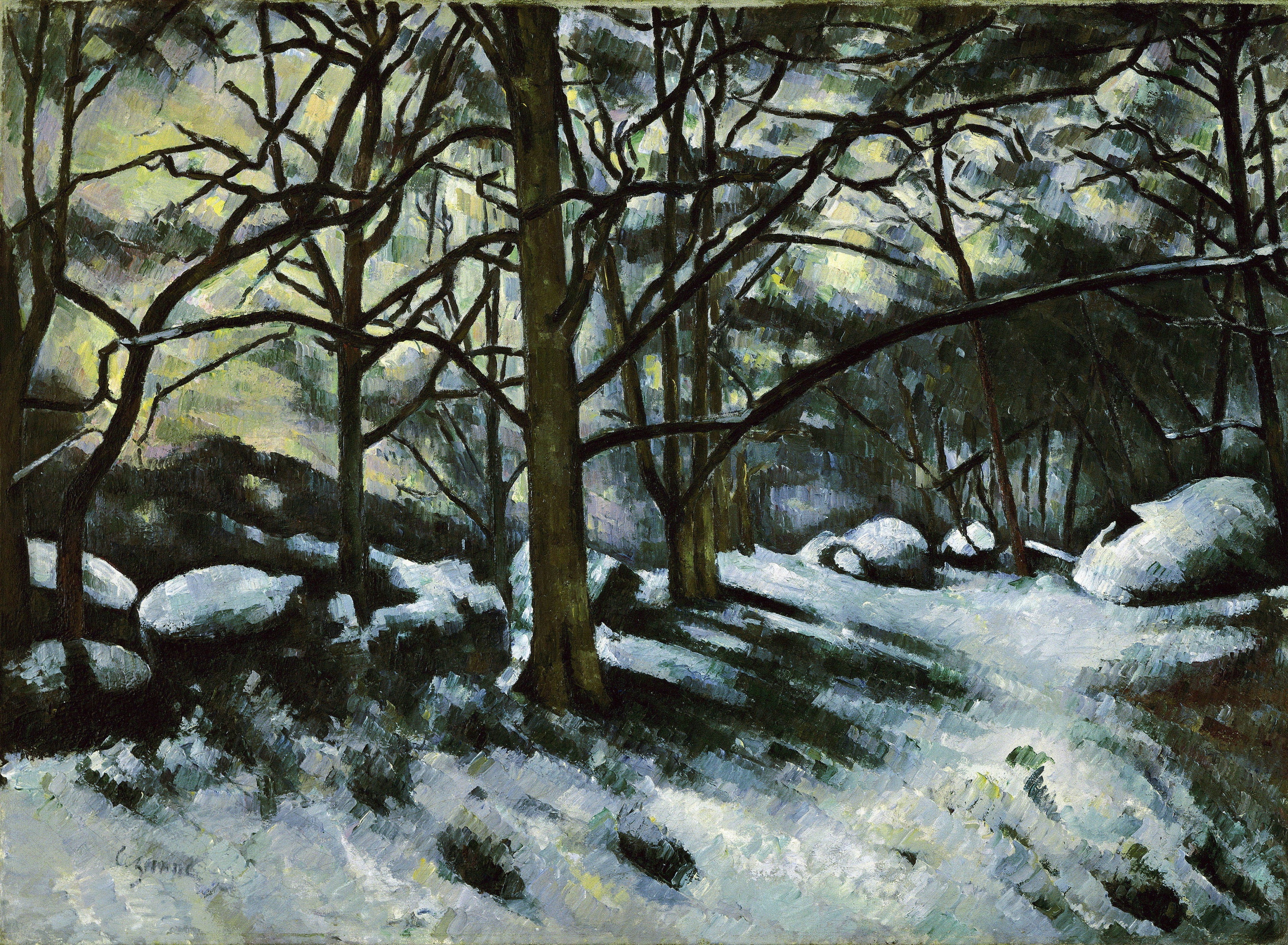 Reproduction du tableau « Neige fondante à Fontainebleau - Paul Cézanne » par Alpha Reproduction en peinture à l’huile