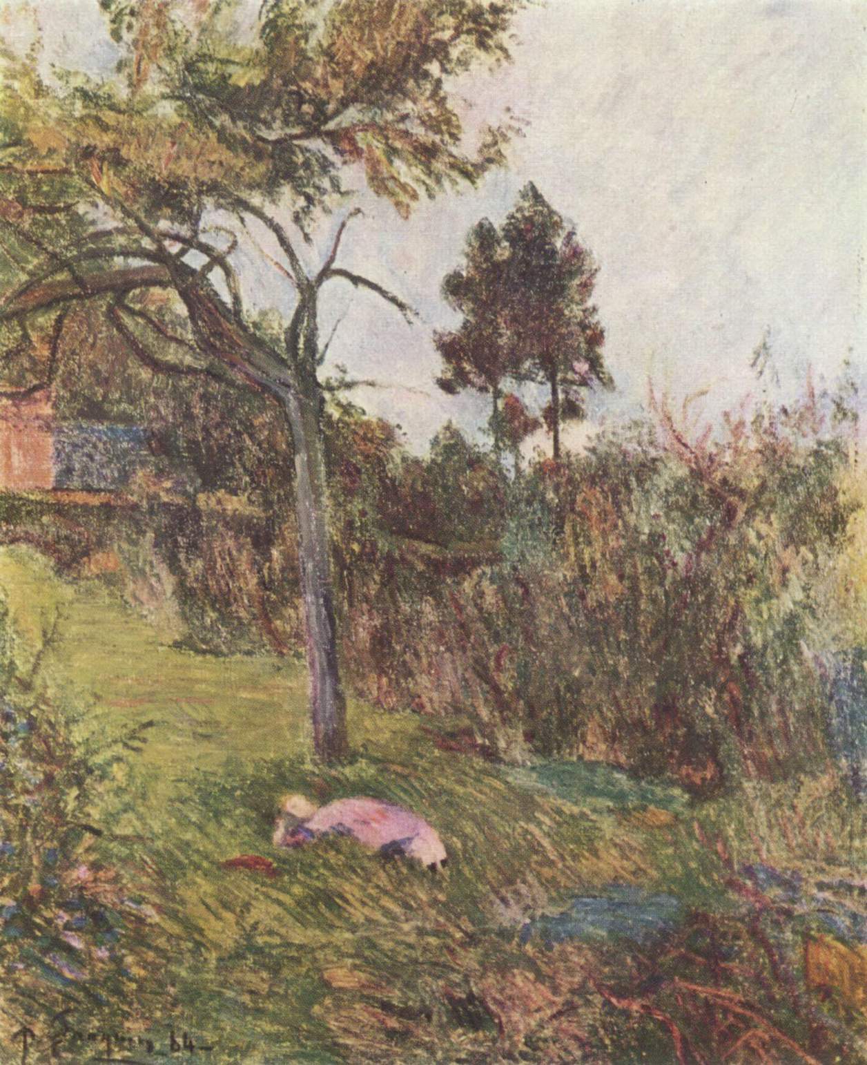 Reproduction du tableau « Jeune femme couchée dans l'herbe, ou Fillette couchée dans une prairie - Paul Gauguin » par Alpha Reproduction en peinture à l’huile