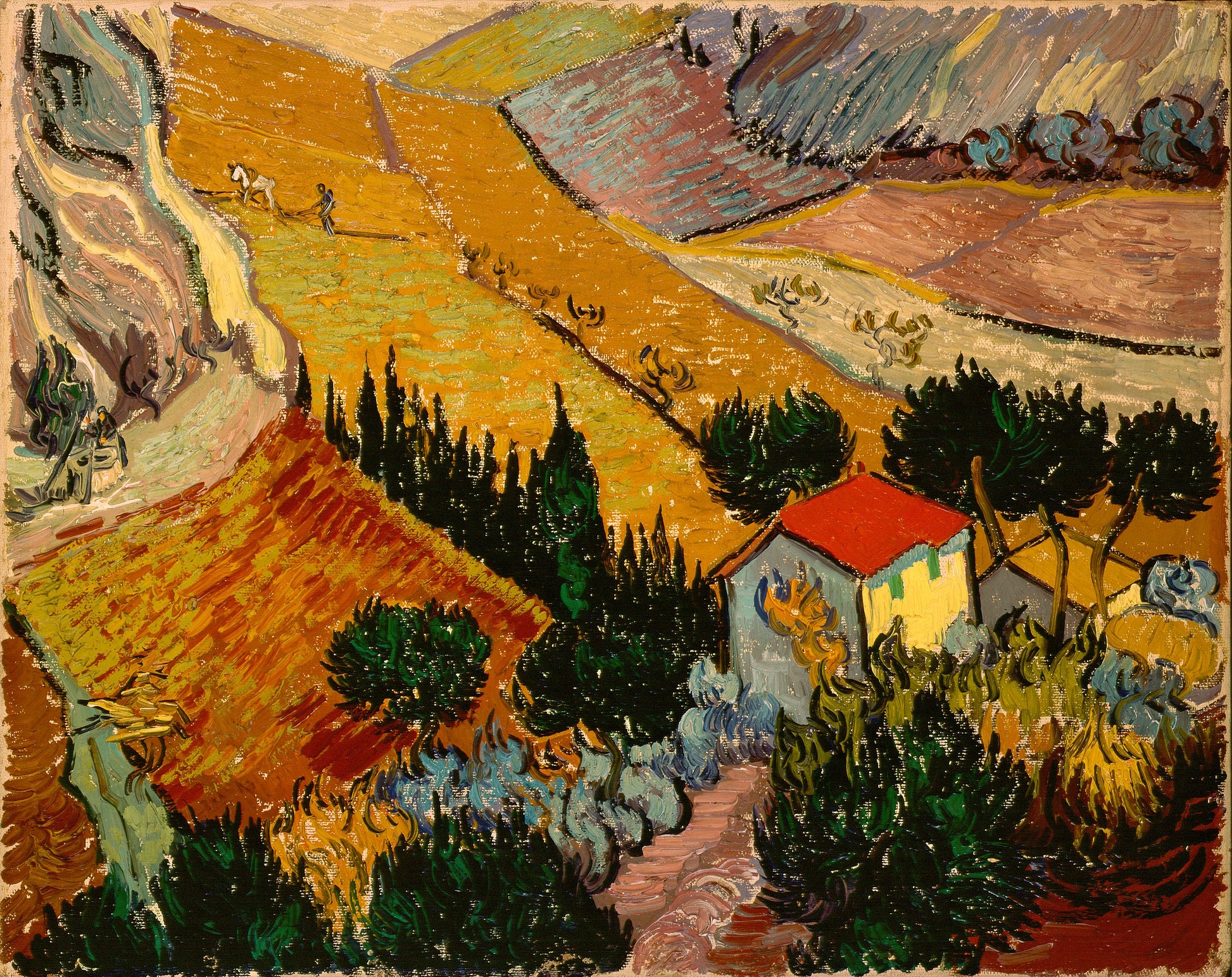 נוף עם בית ופועל - Vincent van Gogh