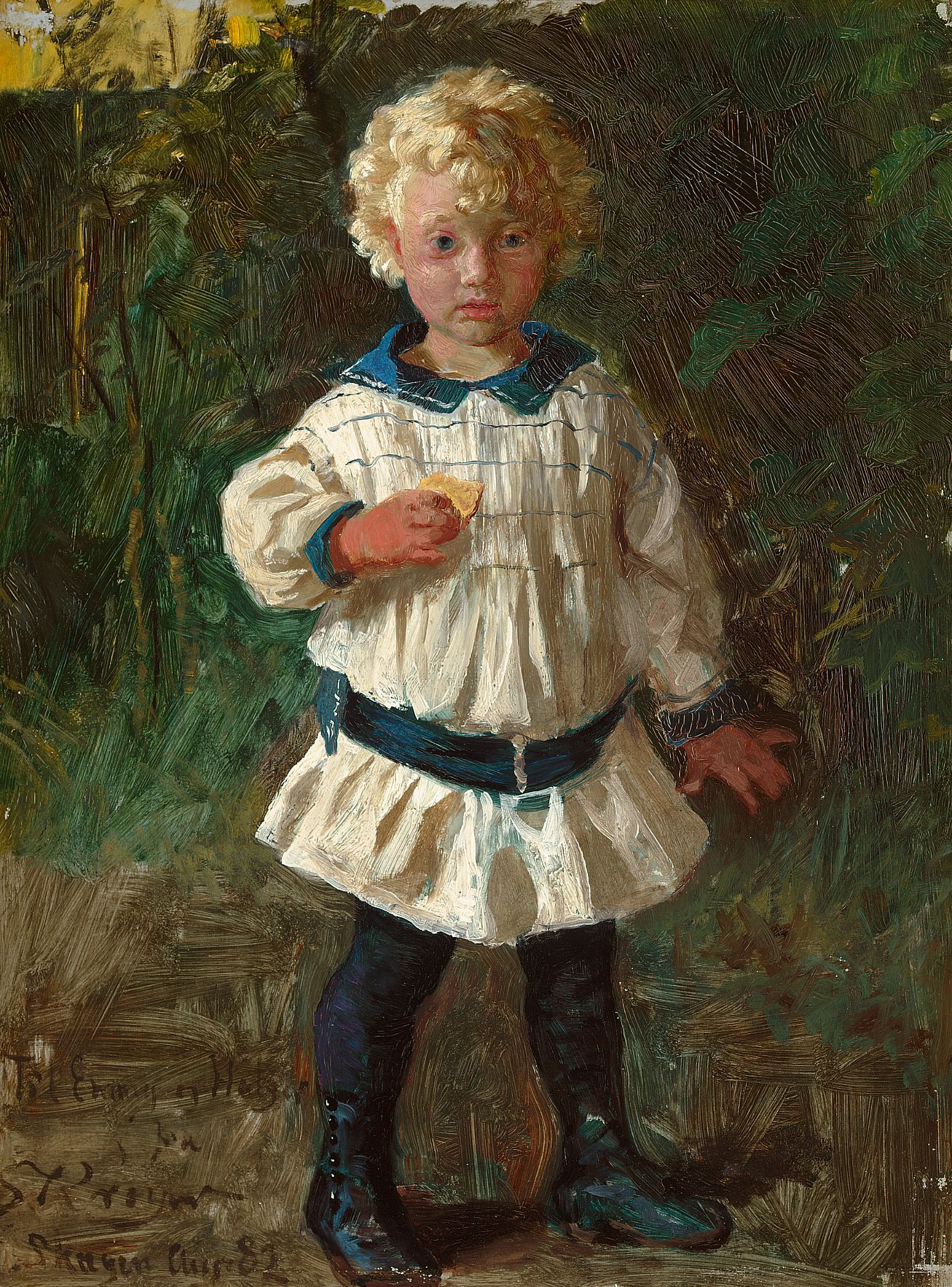 Un garçon blond. Portrait de Jens Drachmann. - Peder Severin Krøyer