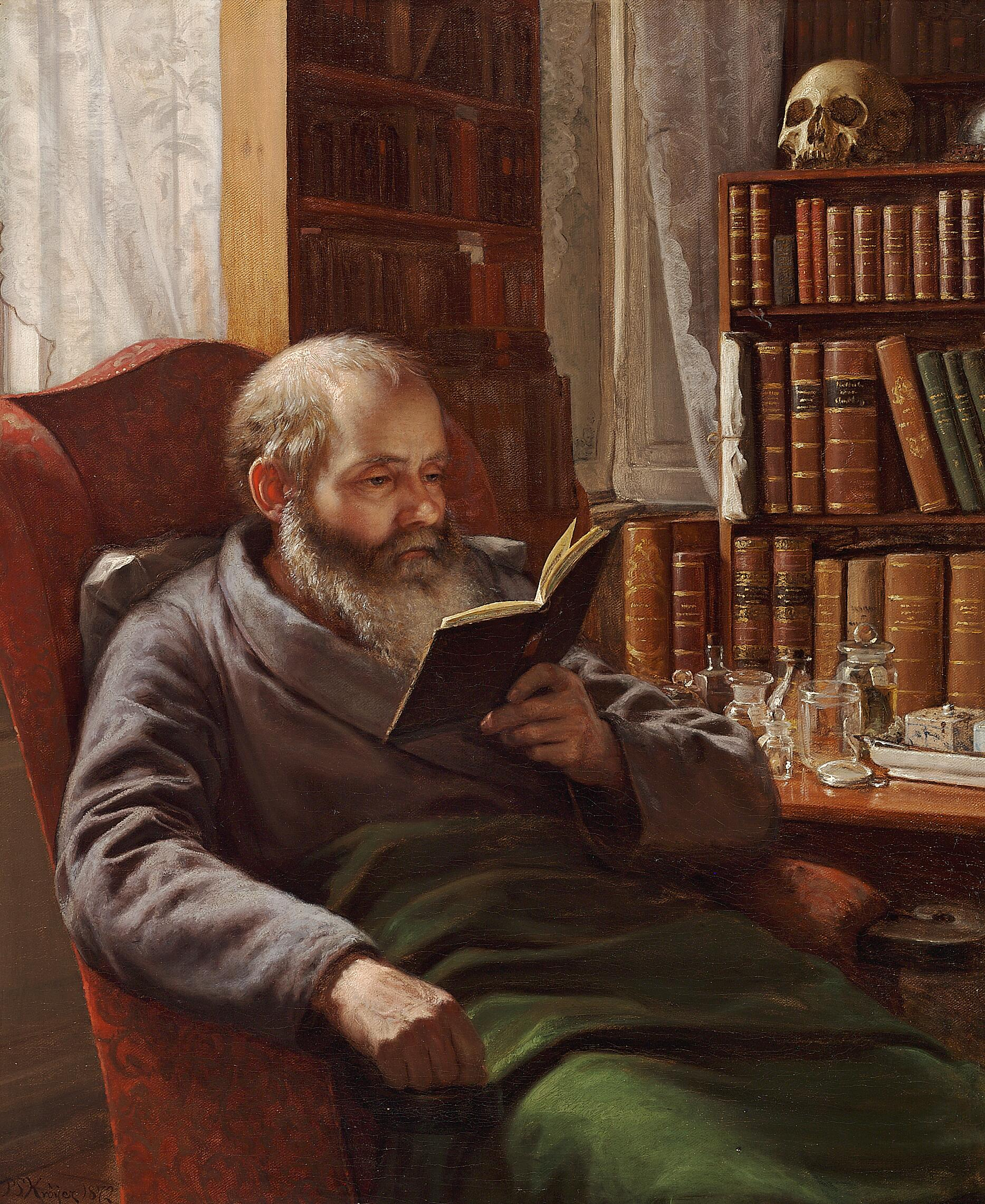 Portrait du père adoptif de l'artiste, le zoologue et professeur Henrik Nicolai Krøyer - Peder Severin Krøyer