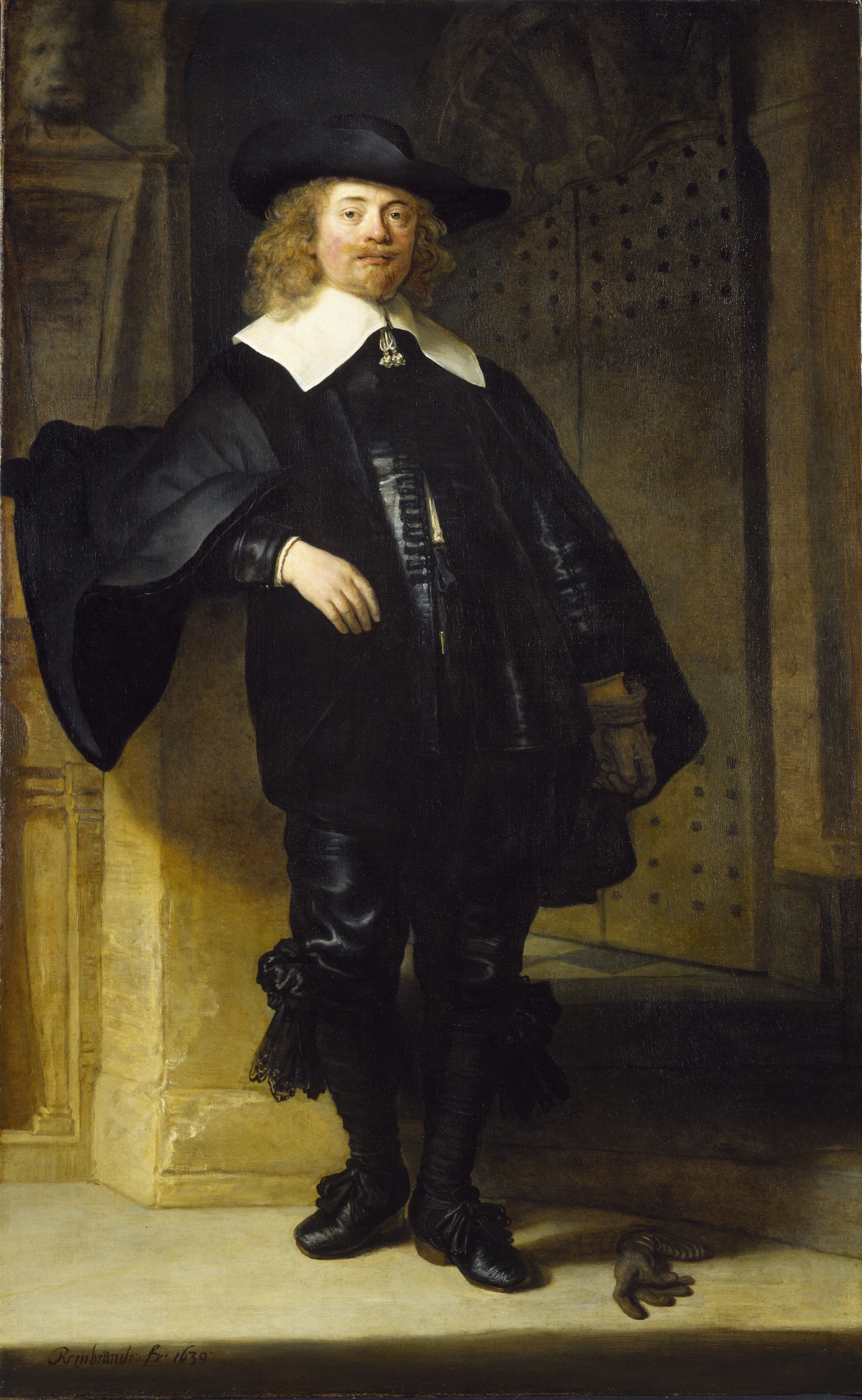 Reproduction du tableau « Portrait d'un homme debout, peut-être Andries de Graeff - Rembrandt » par Alpha Reproduction en peinture à l’huile