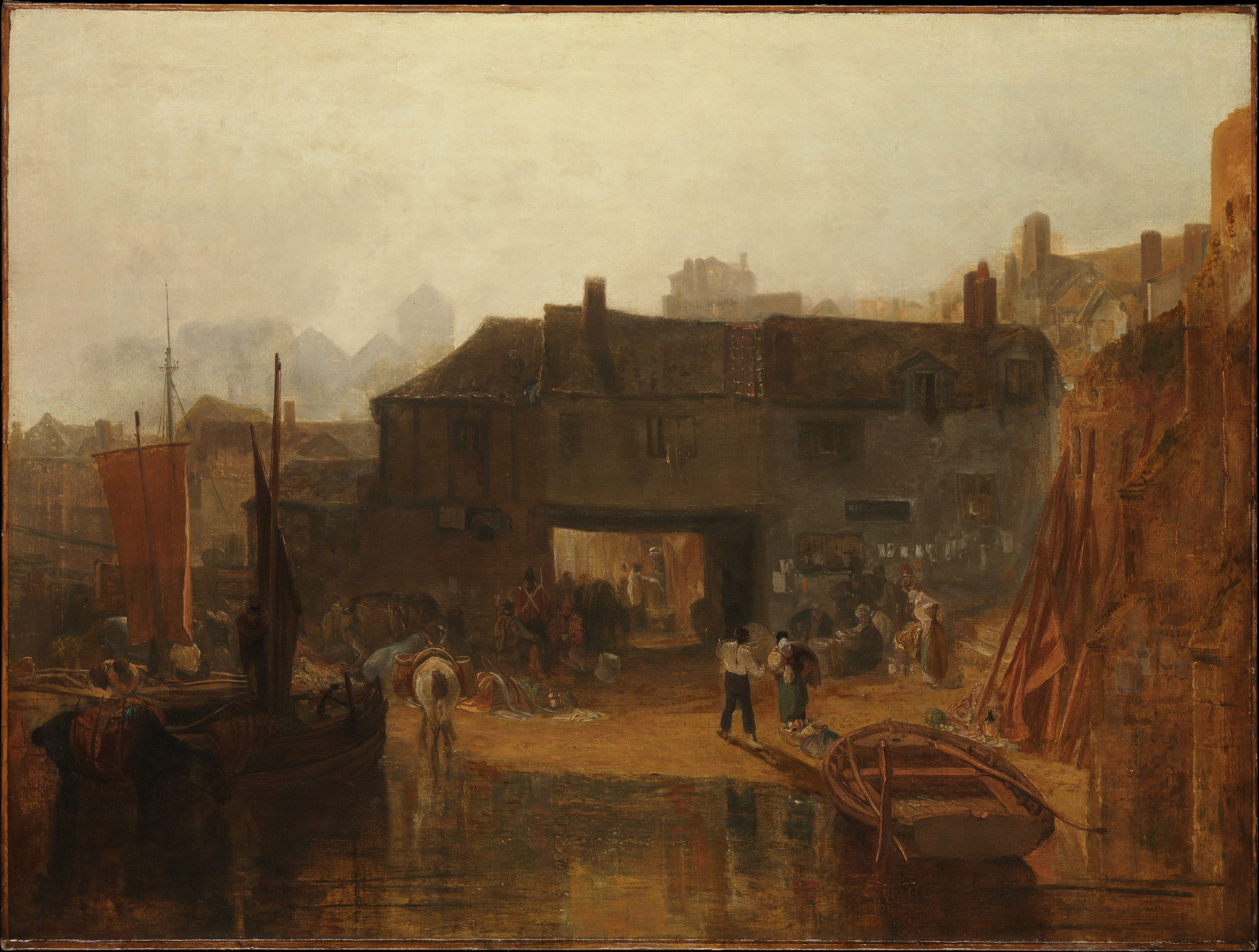 Reproduction du tableau « Saltash with the Water Ferry, Cornwall - J. M. W. Turner » par Alpha Reproduction en peinture à l’huile
