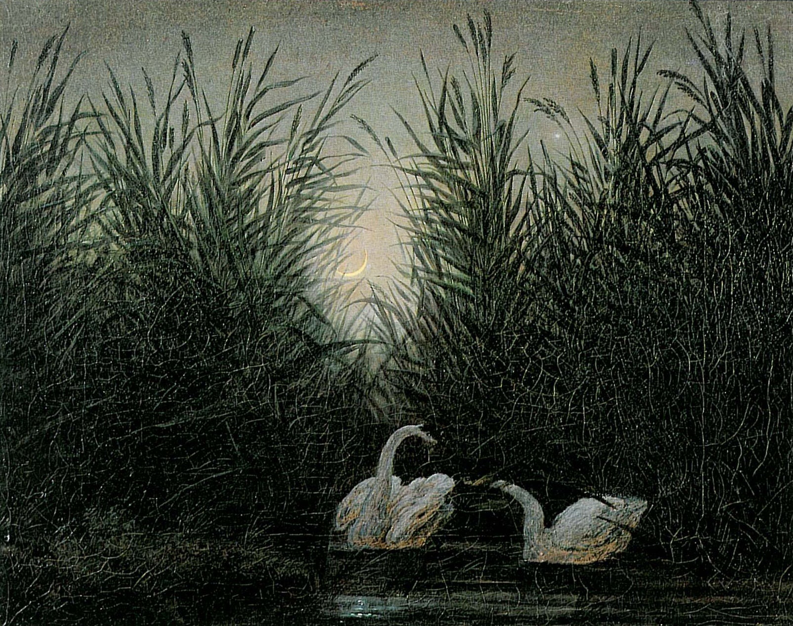 Reproduction du tableau « Cygnes dans les roseaux aux premières lueurs de l'aurore - Caspar David Friedrich » par Alpha Reproduction en peinture à l’huile