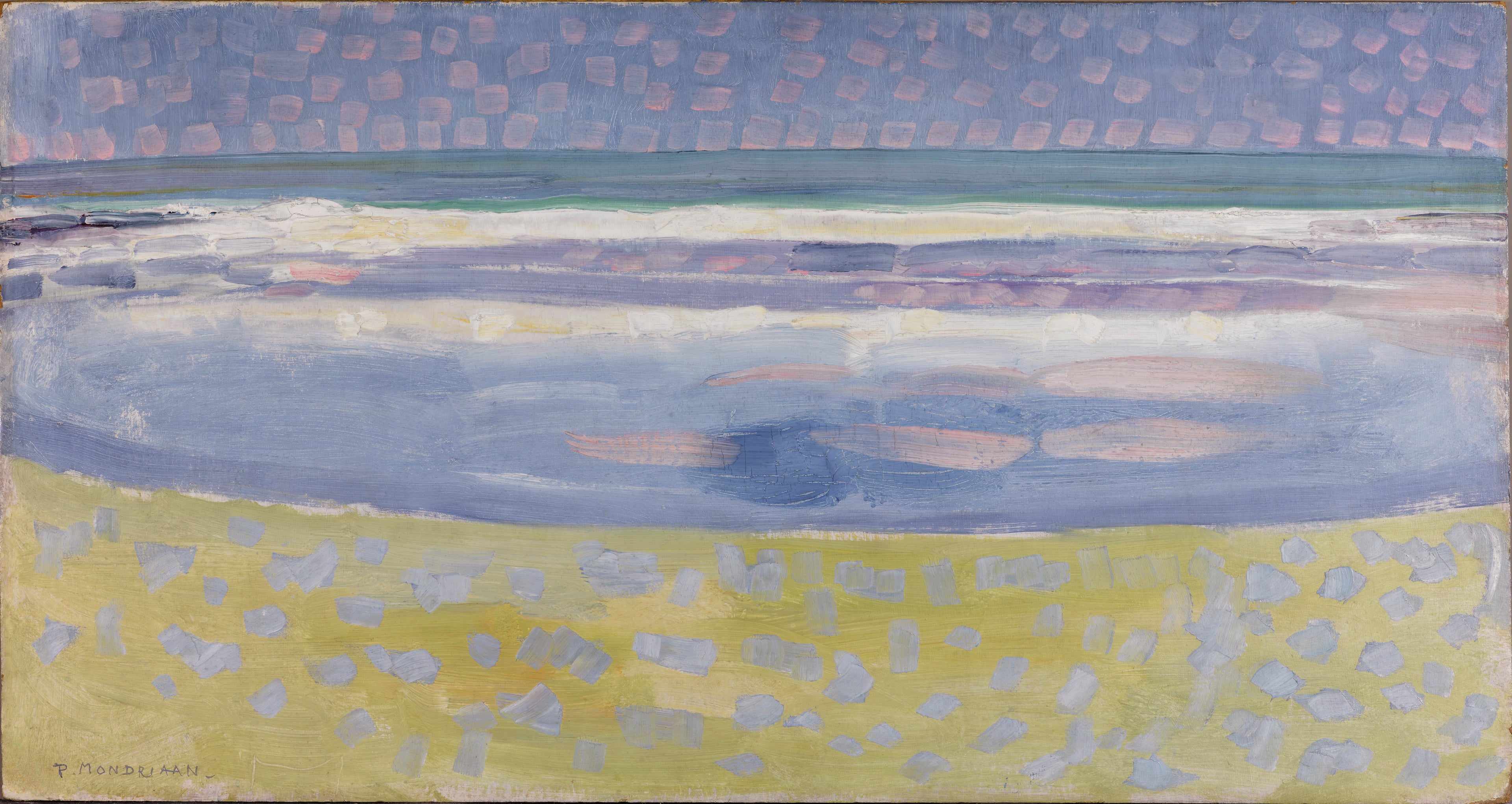 Reproduction du tableau « La mer après le coucher du soleil - Piet Mondrian » par Alpha Reproduction en peinture à l’huile