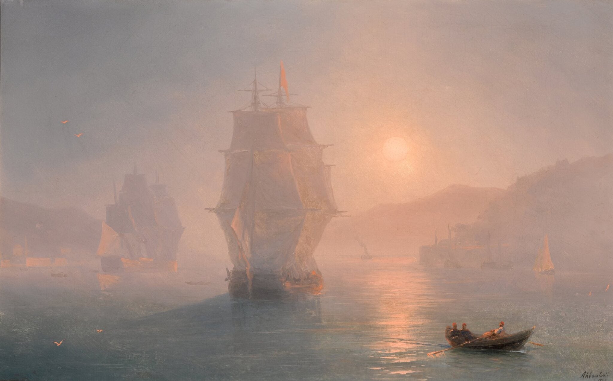Navires par un matin brumeux - Ivan Aïvazovski