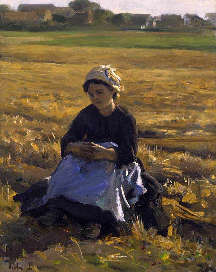 Petit glaneur assis dans le champ - Jules Breton