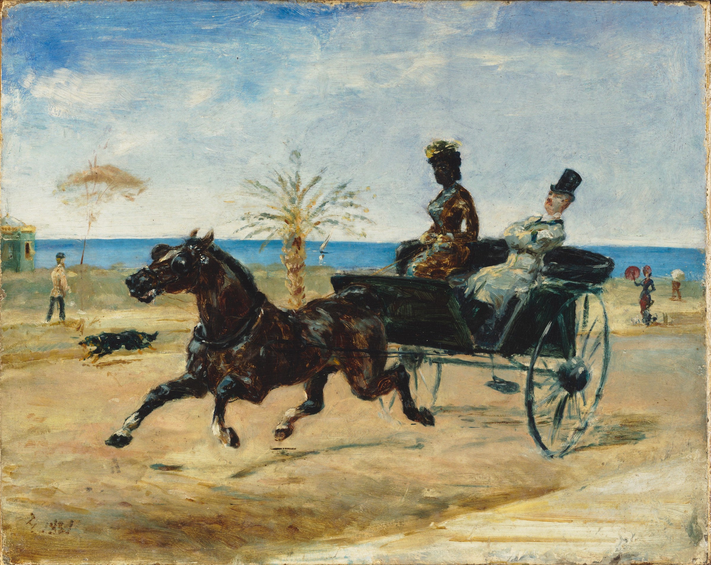 Reproduction du tableau « Anne Justine Angèle Delva de Dalmarie conduisant un cabriolet - Henri de Toulouse-Lautrec » par Alpha Reproduction en peinture à l’huile