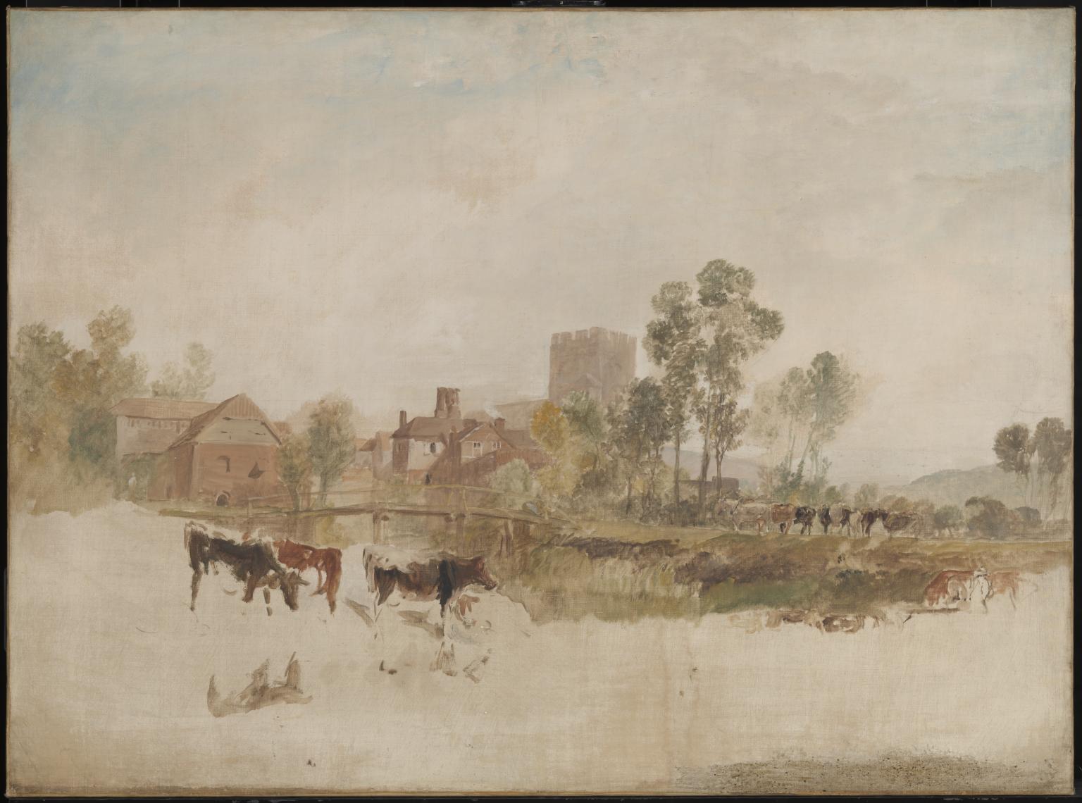 Reproduction du tableau « Goring Mill and Church - J. M. W. Turner » par Alpha Reproduction en peinture à l’huile