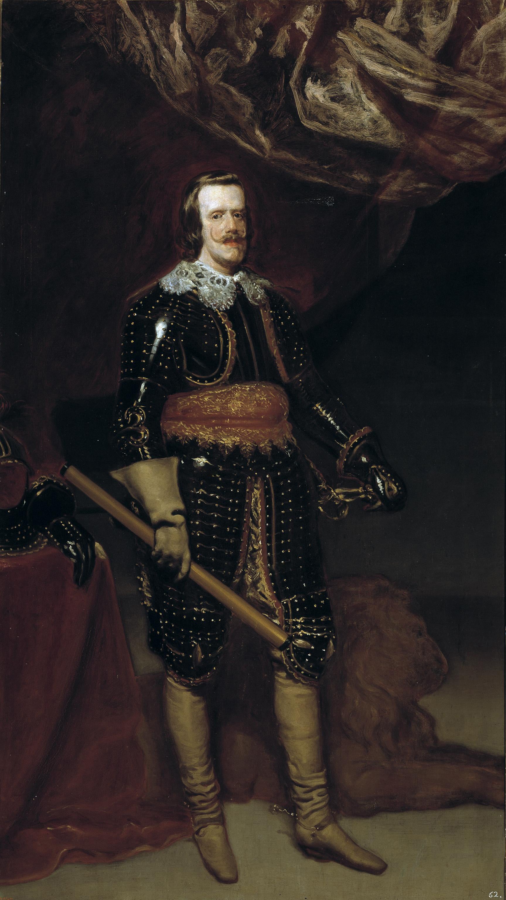 Philippe IV en armure, avec un lion à ses pieds - Diego Velázquez