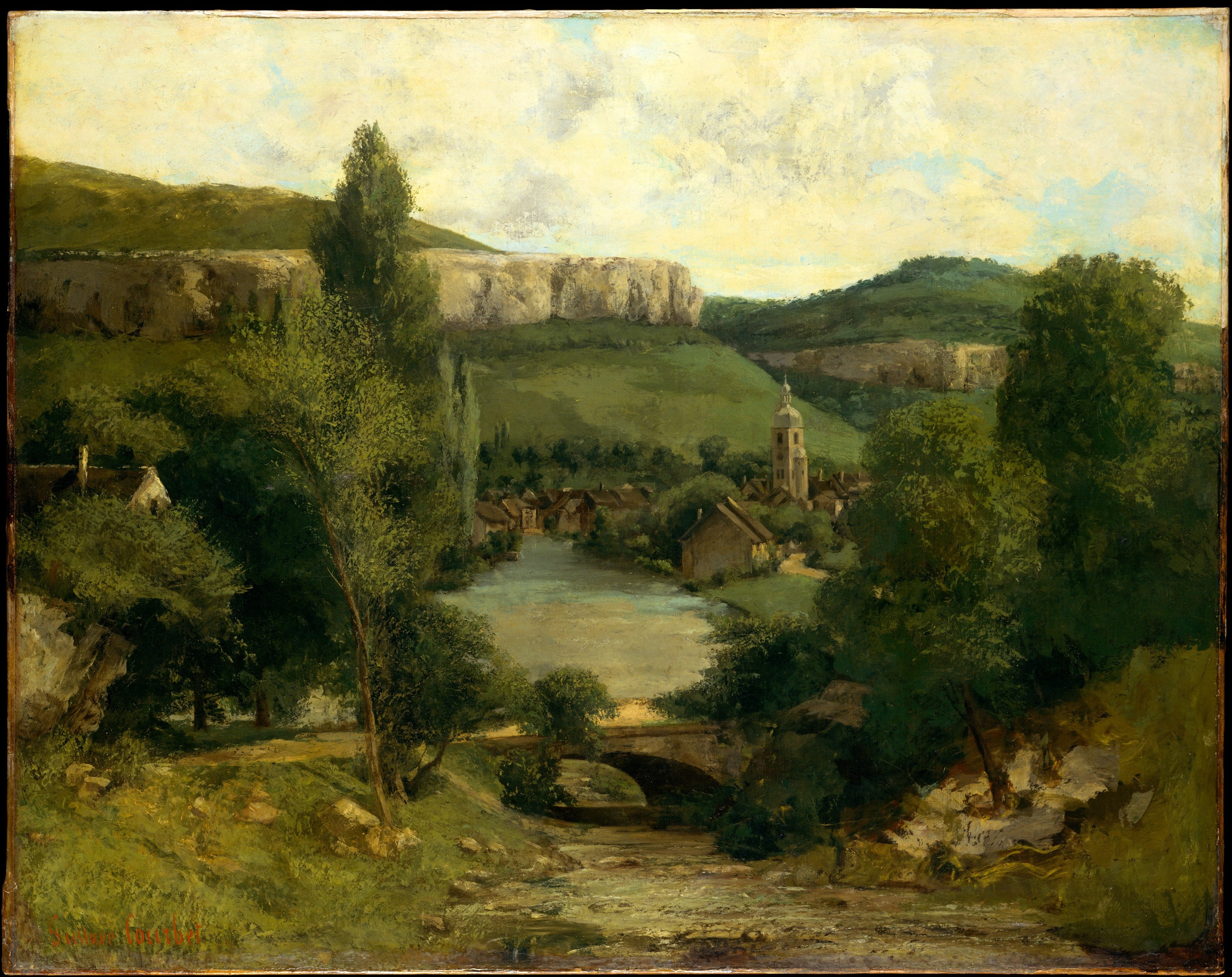 Vue d'Ornans (Le pont sur le ruisseau de Bonneille) - Gustave Courbet