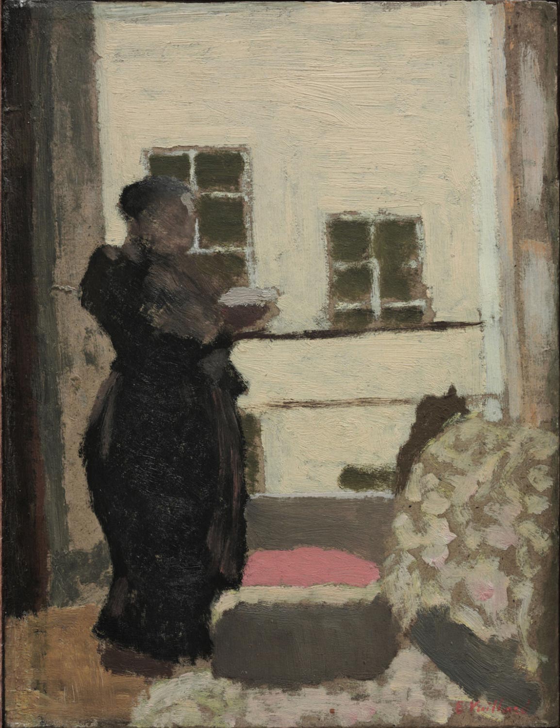 Madame Vuillard debout lisant devant la fenêtre - Édouard Vuillard