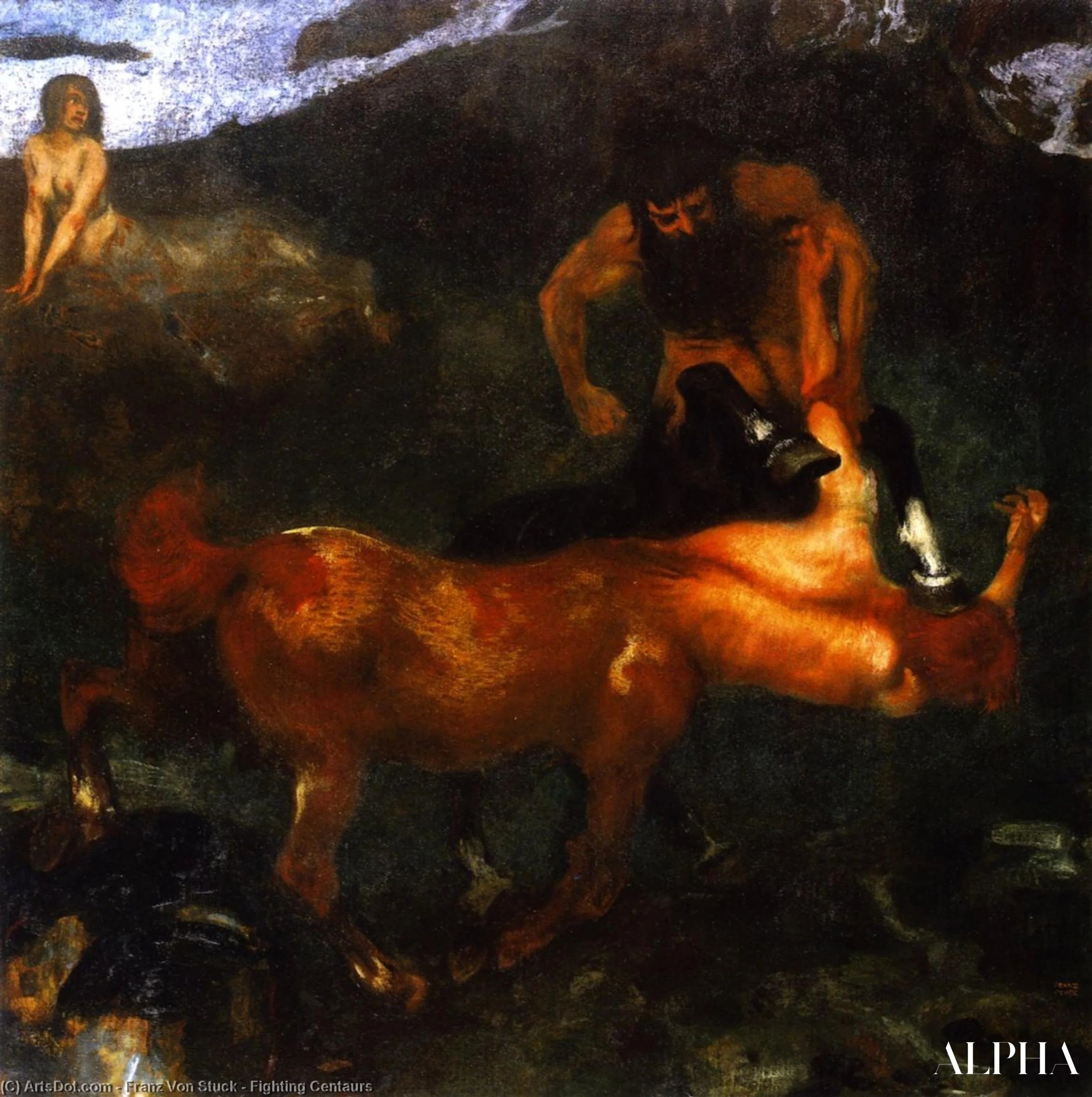 Reproduction du tableau « Centaure en Combat - Franz Von Stuck » par Alpha Reproduction en peinture à l’huile