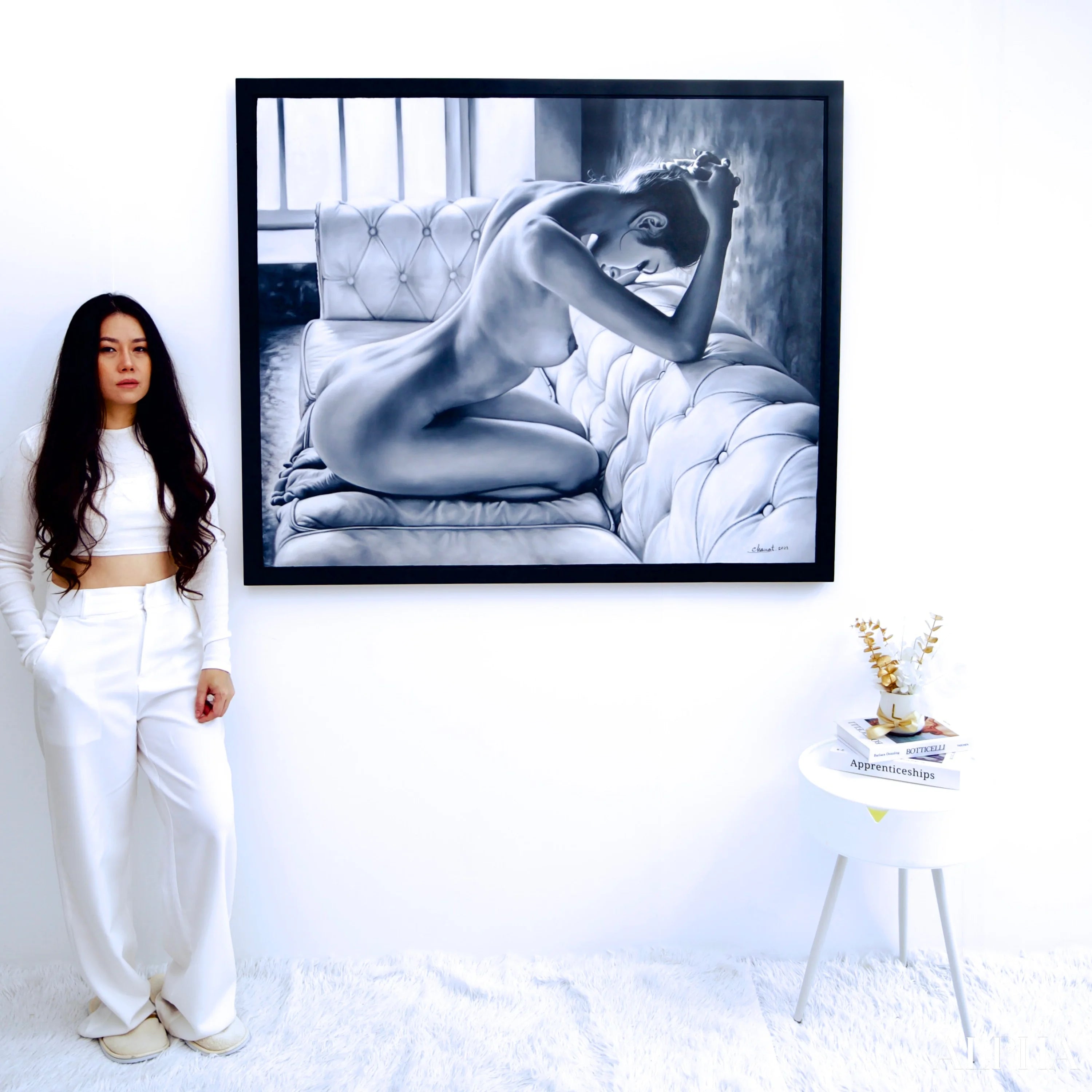 Relaxation on the sofa - Chawat | 120 x 100 cm Reproductions de tableaux à la peinture à l’huile